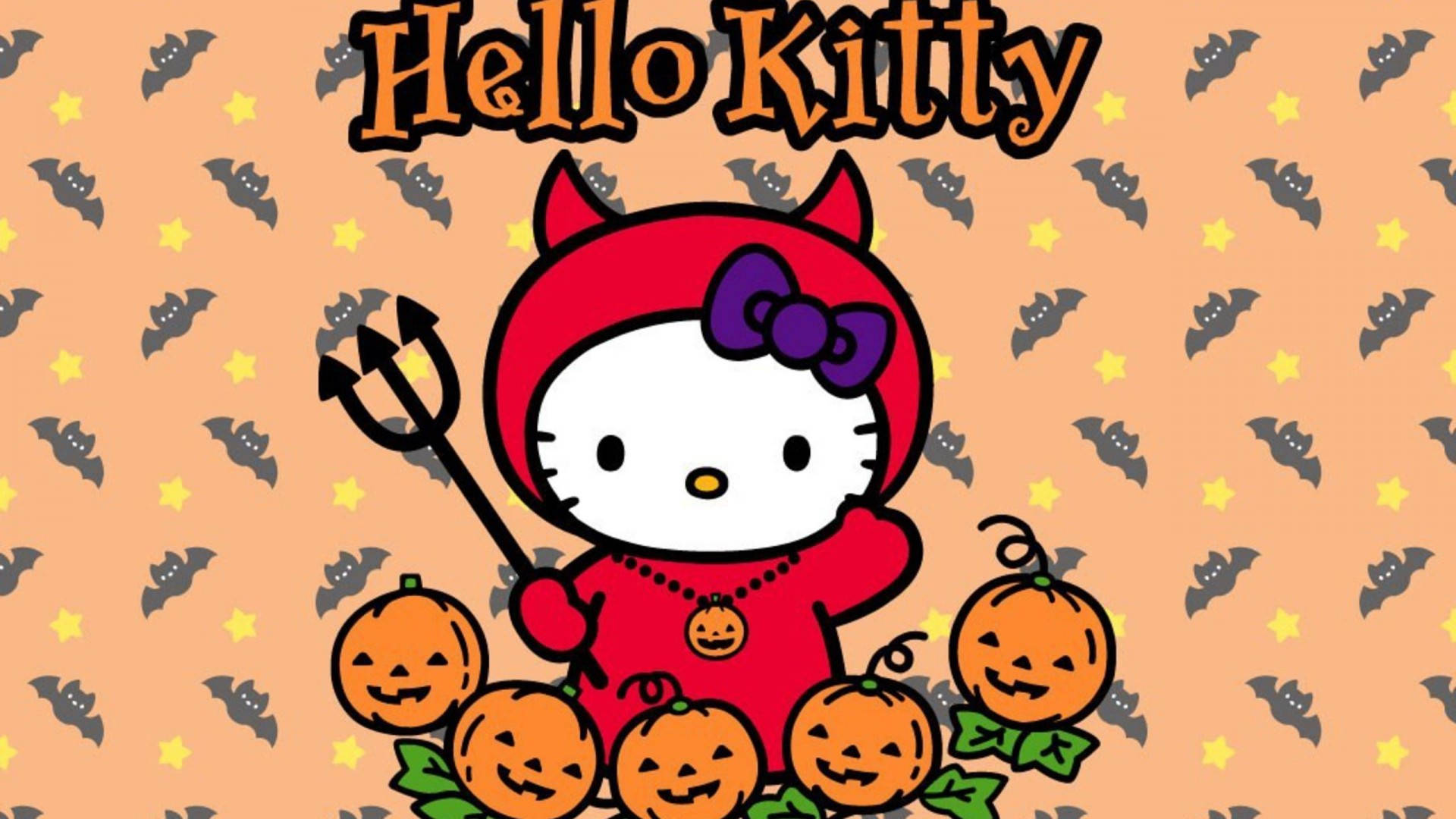 Hello Kitty Halloween Rød Djevel Bakgrunner