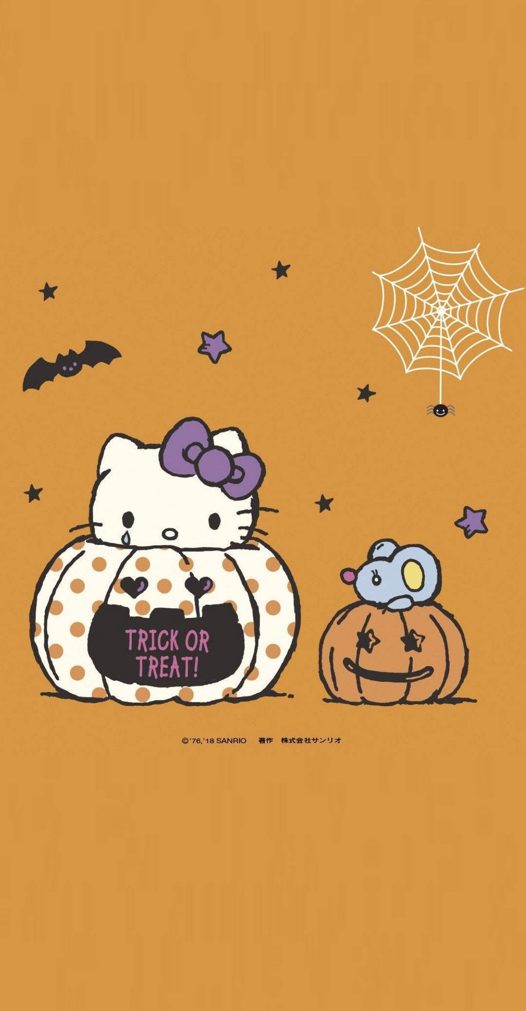 Hello Kitty Halloween Søt Kunst Bakgrunner