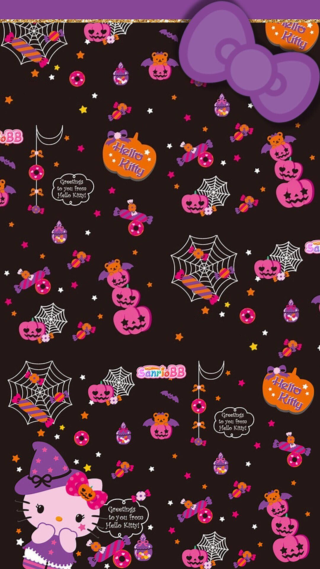 Hello Kitty Halloween lilla tema Bakgrunner