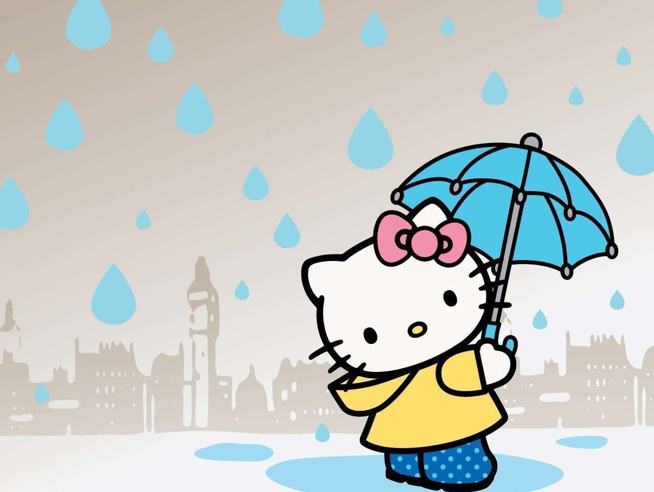 Hello Kitty Laptop Regnbyen Bakgrunner