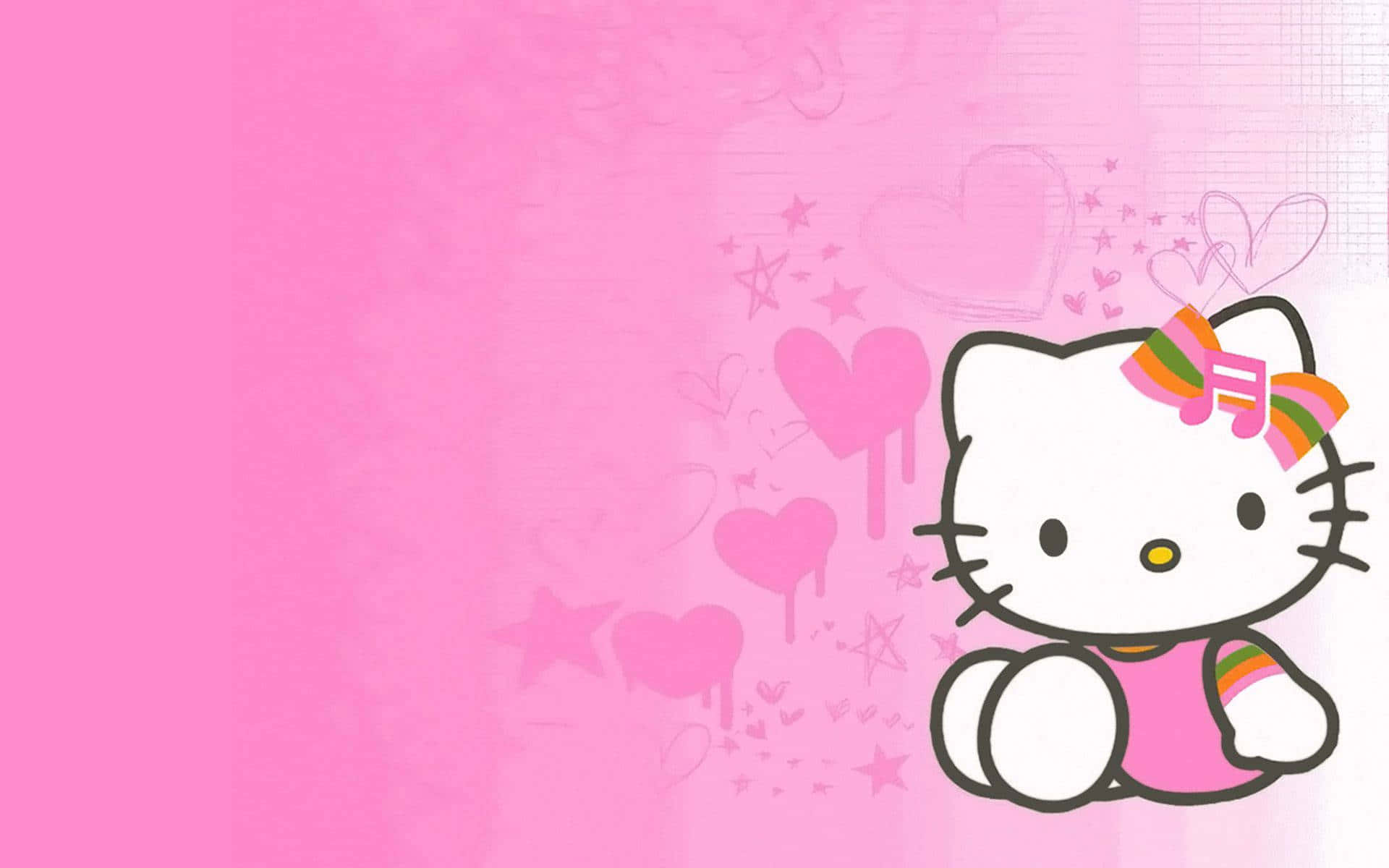 Hello Kitty med oransje og grønn sløyfe bakgrunn Bakgrunner