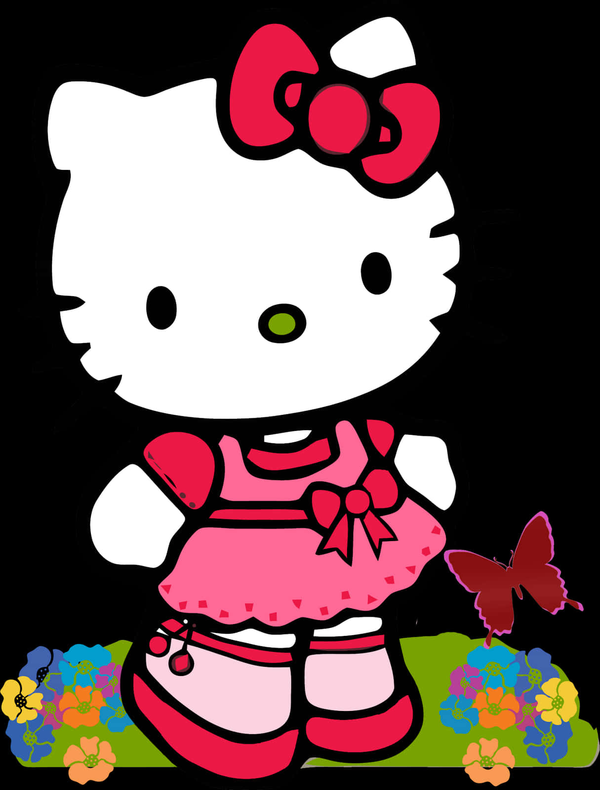 Hello Kitty rosa kjole sommerfugl Bakgrunner