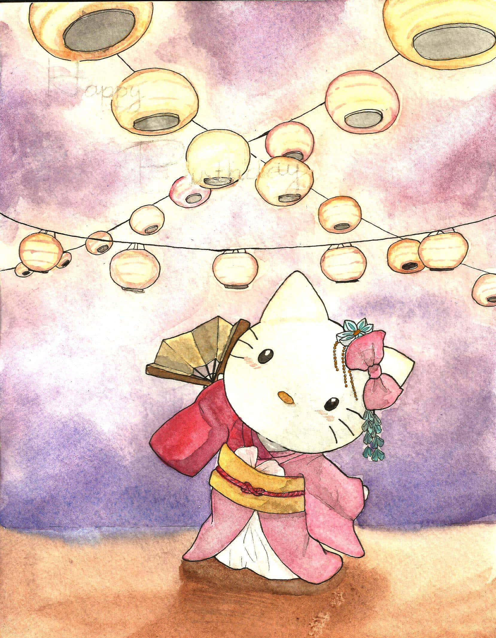 Hello Kitty Tegning Sanrio Profilbilde Bakgrunner