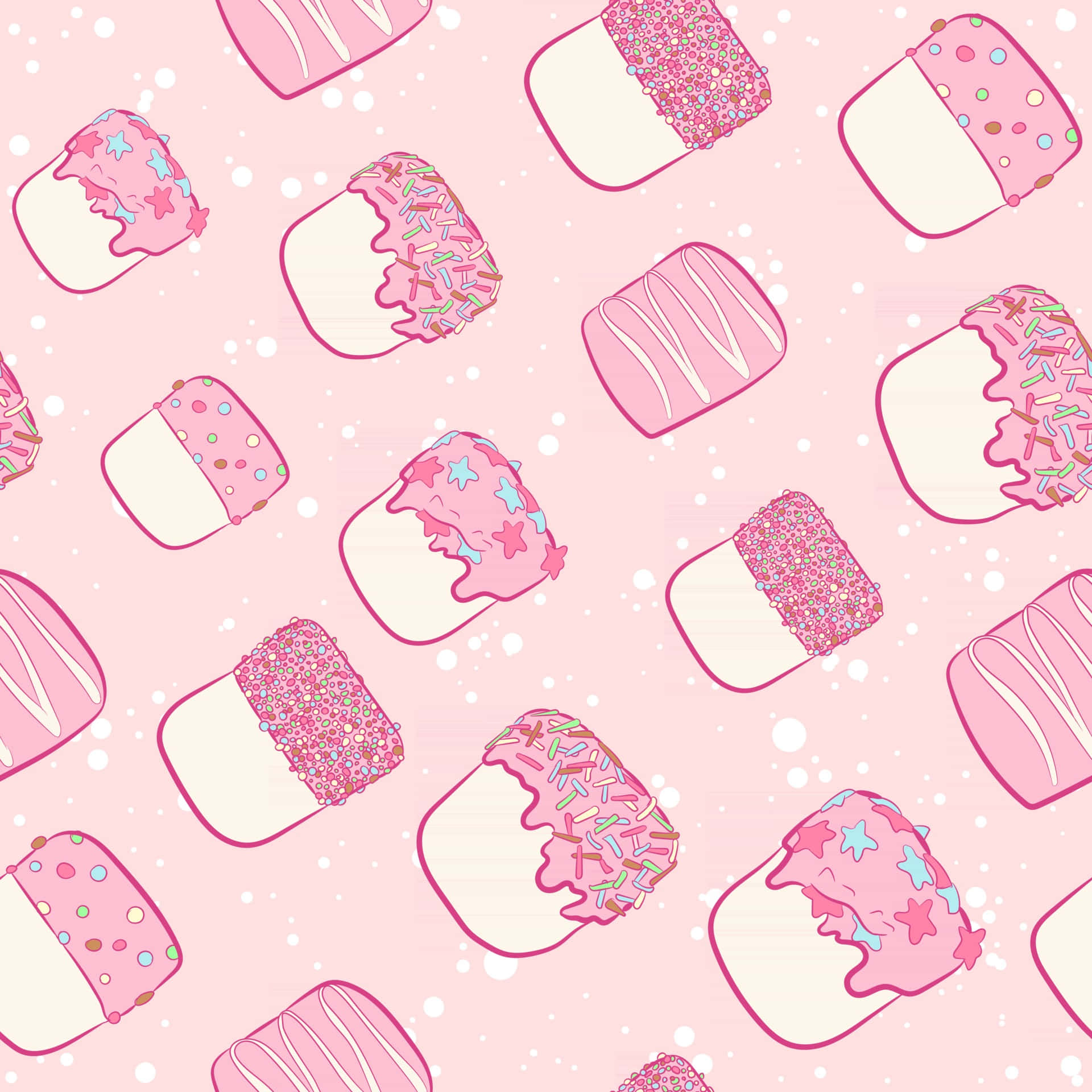 Herlig utvalg av kawaii-elementer på rosa bakgrunn Bakgrunner