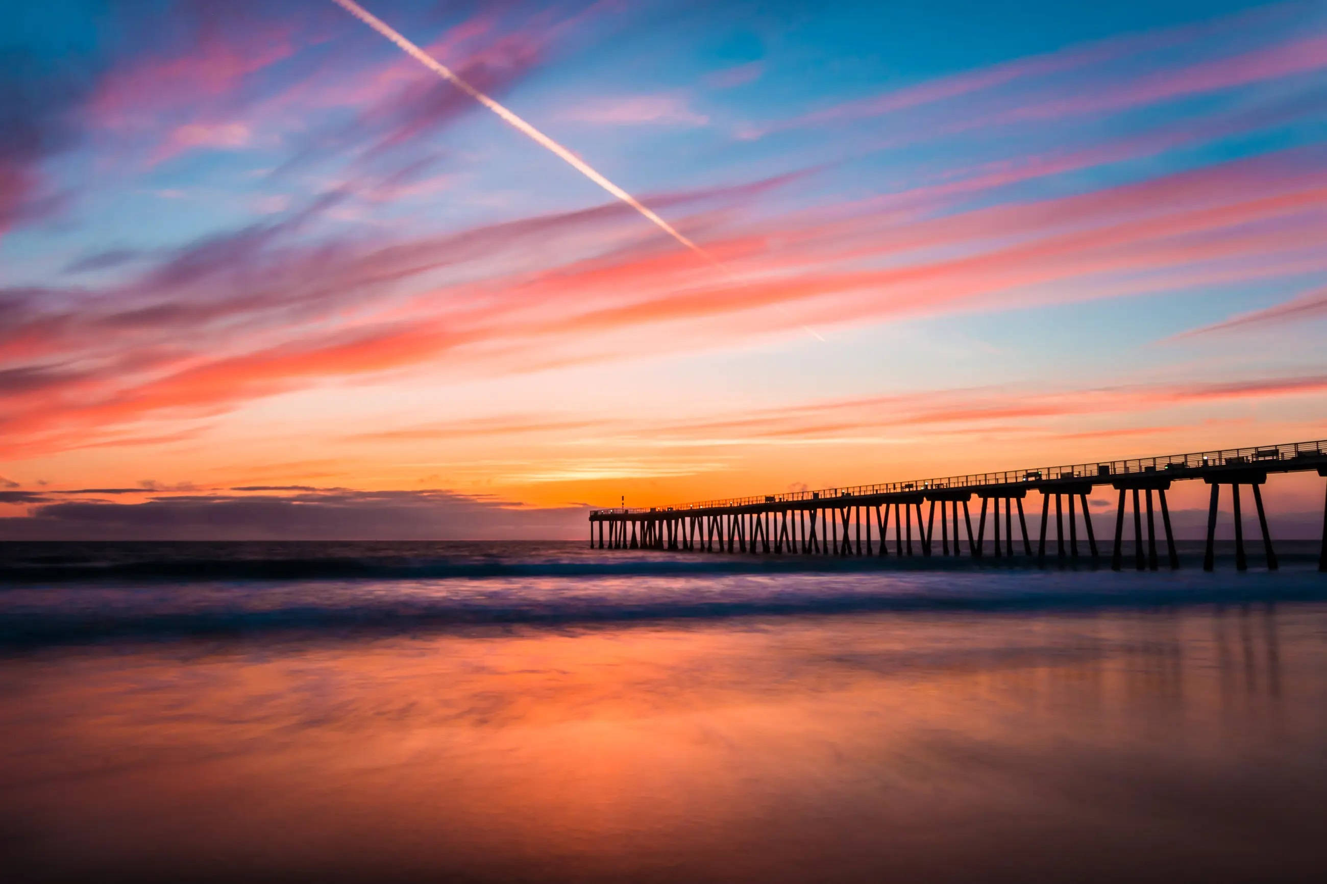 Hermosa Pier Los Angeles solnedgang Bakgrunner
