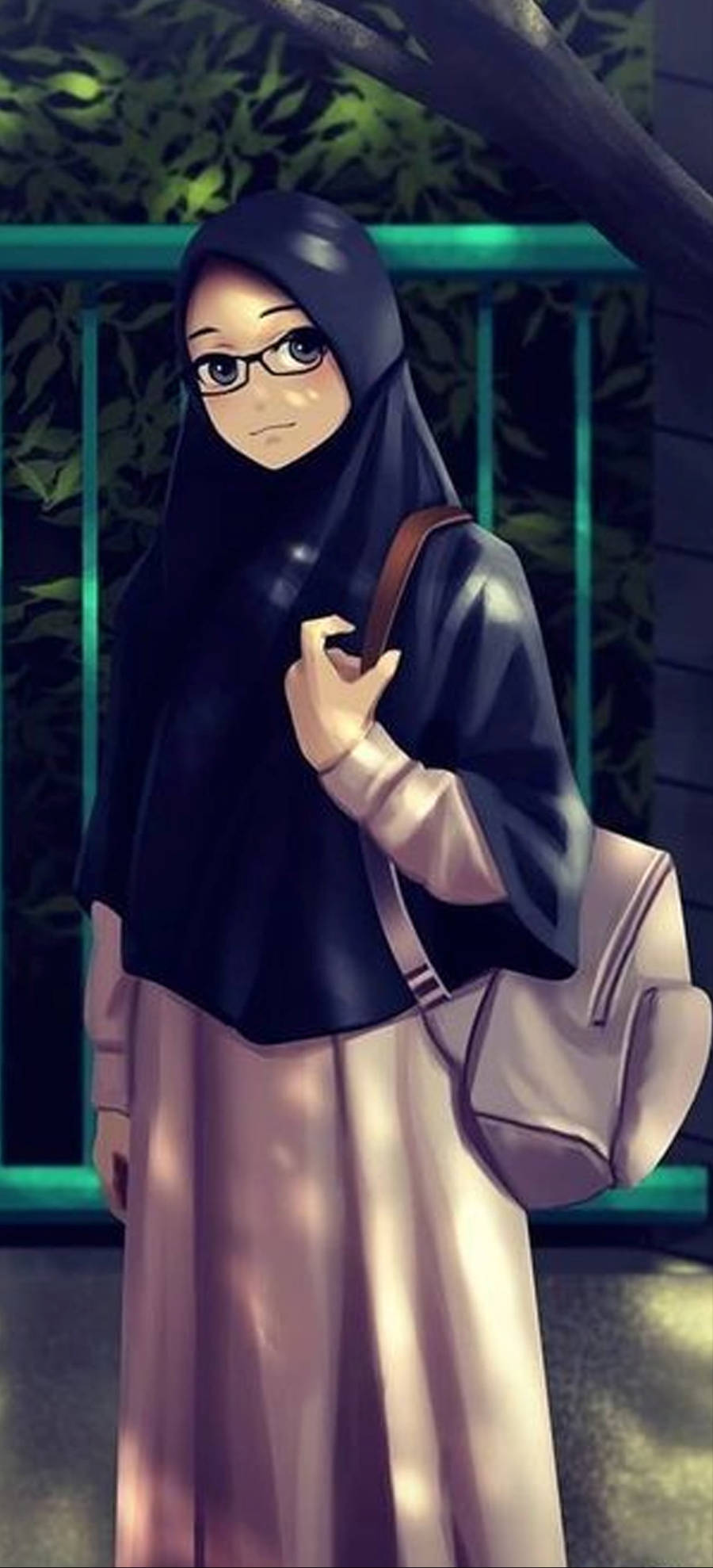 Hijab Tegneseriejente Ryggsekk Bakgrunner