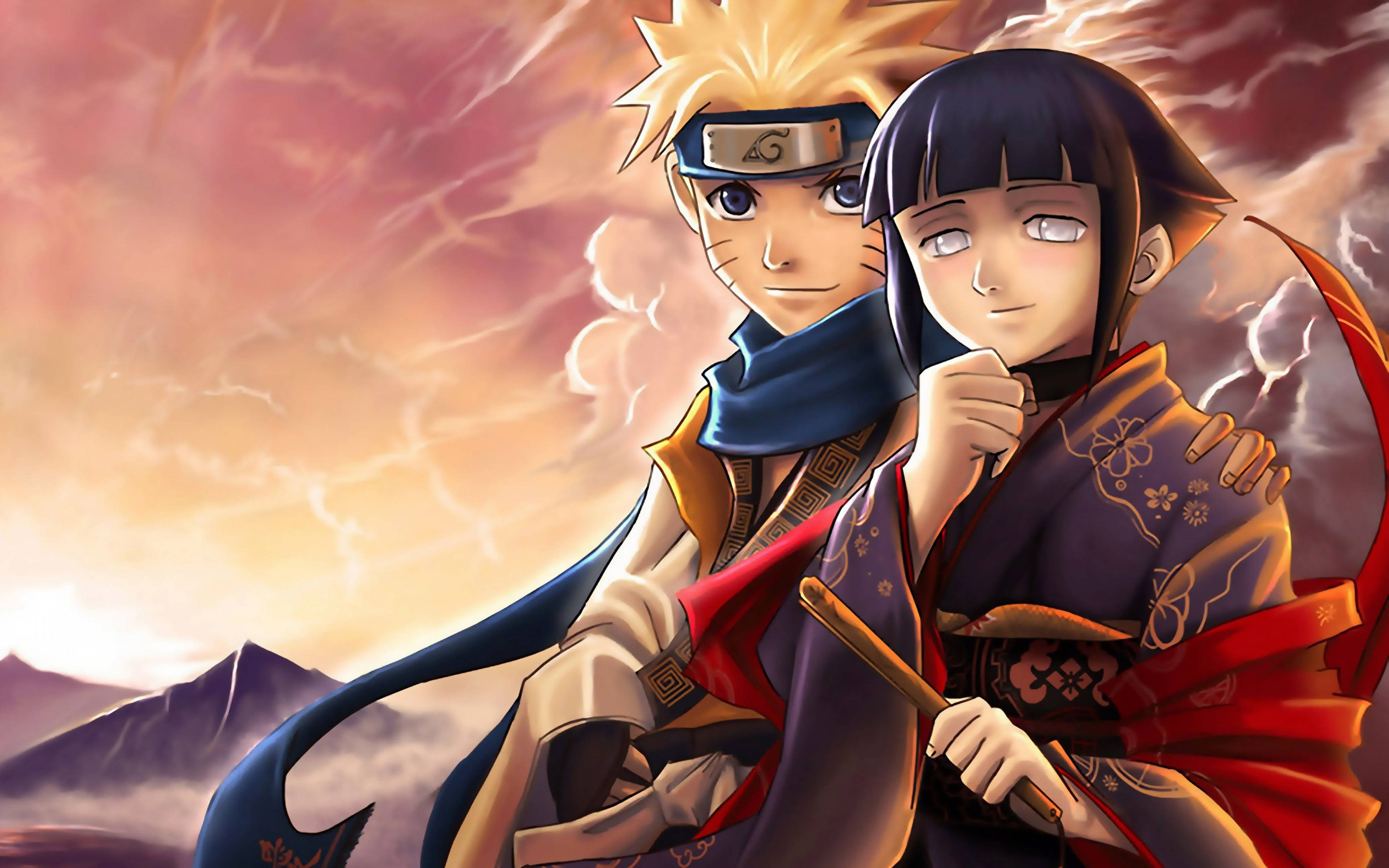 Hinata og Naruto 4K Bakgrunner