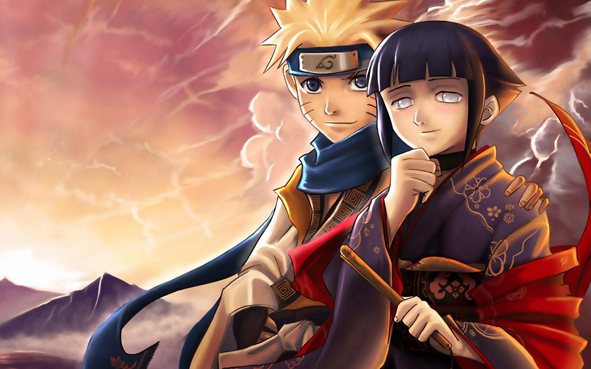 Hinata og Naruto 4K-bakgrunn