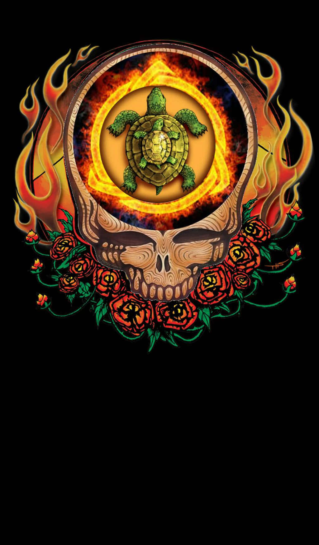 Hodeskalle med en skilpadde som Grateful Dead iPhone Bakgrunner