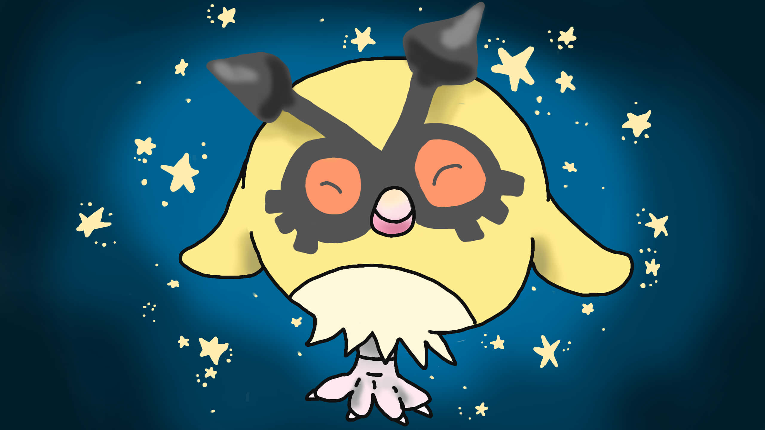 Hoothoot-illustrasjon på blå bakgrunn Bakgrunner