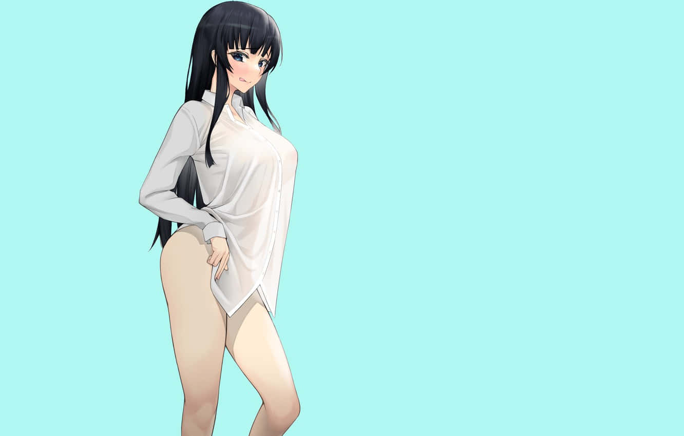 Hot Anime Jente Forførerisk Posering Bakgrunner