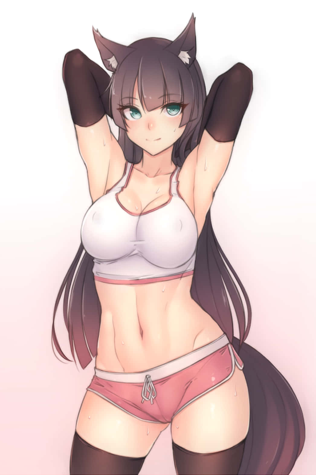 Hot Anime Kattejente Treningsøkt Bakgrunner