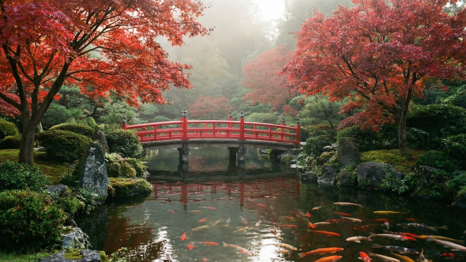 Høstlig japansk hage Bakgrunner