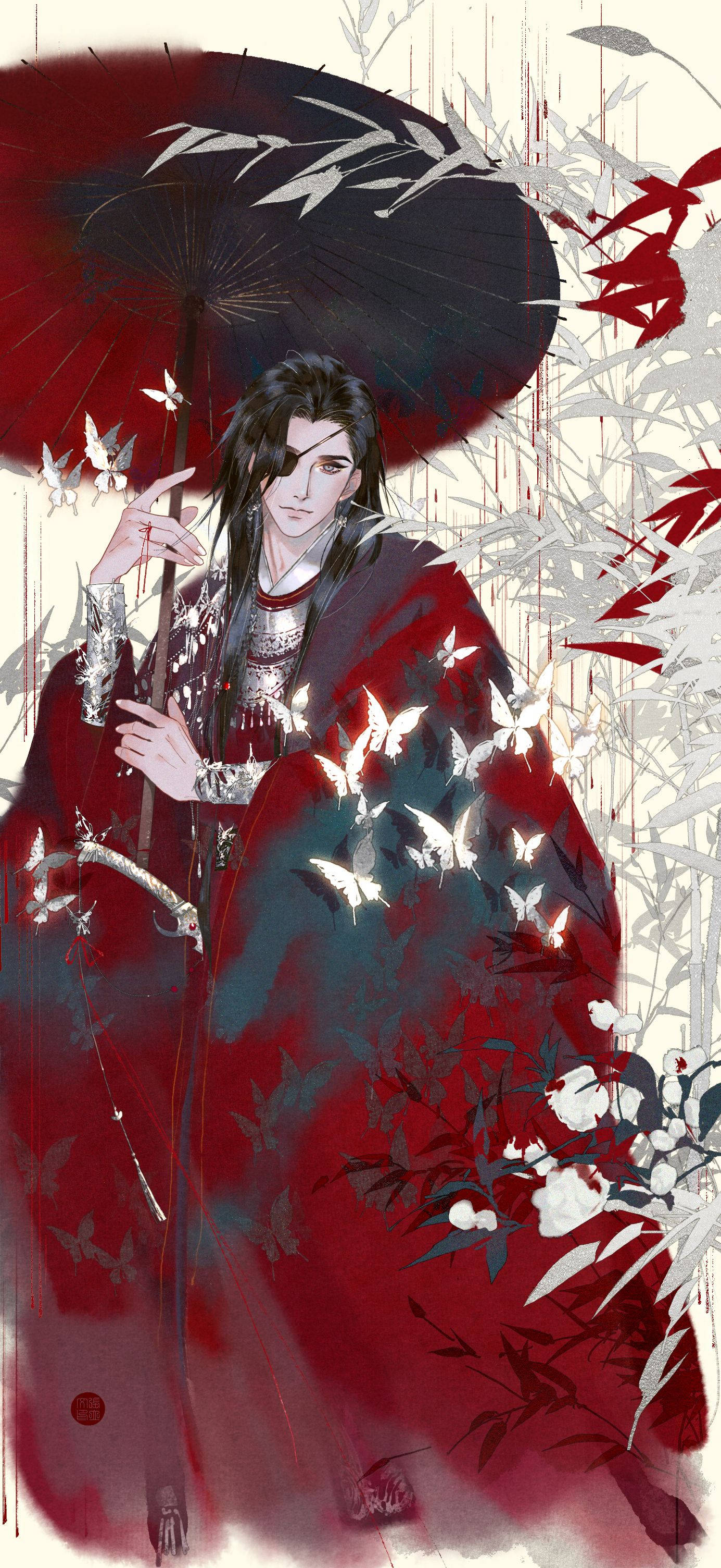 Hua Cheng rød kunst Bakgrunner