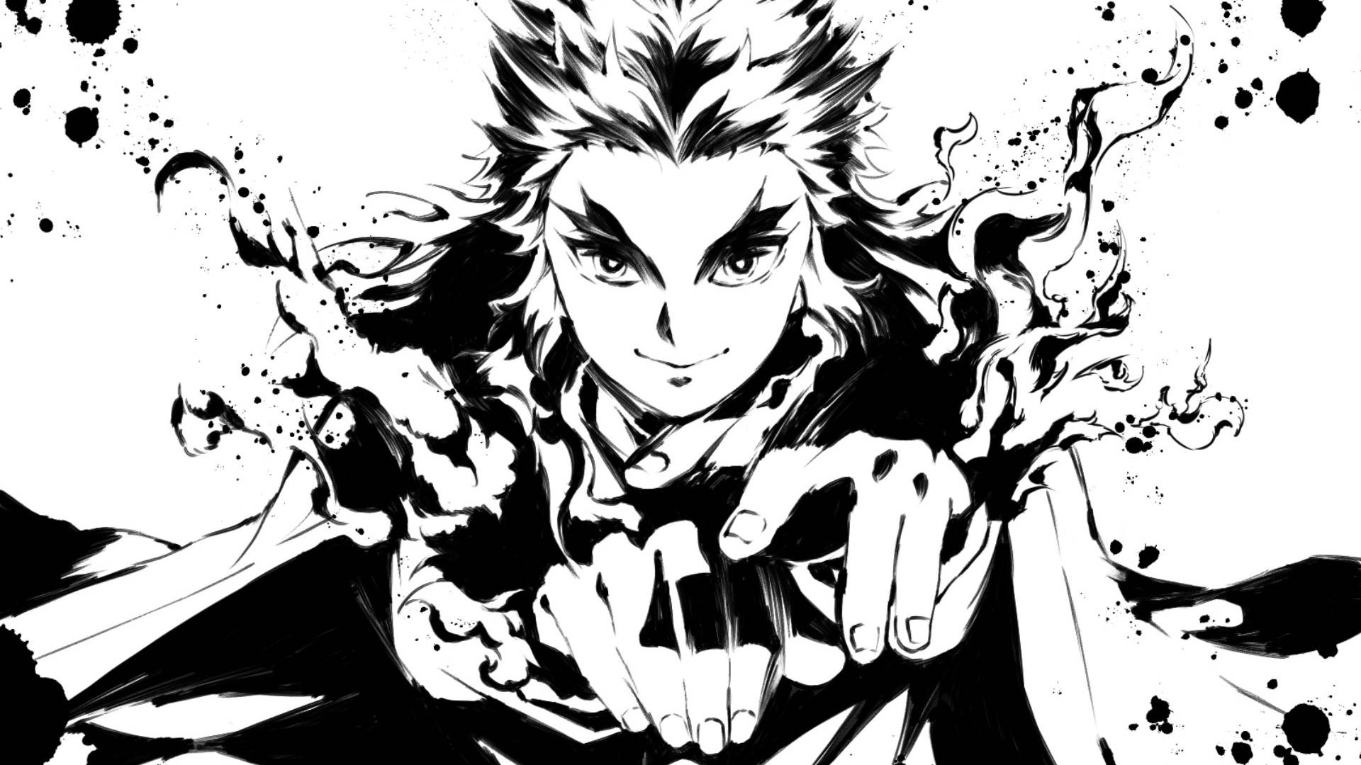 Hvit Anime Kyōjurō Rengoku Demon Slayer Bakgrunner