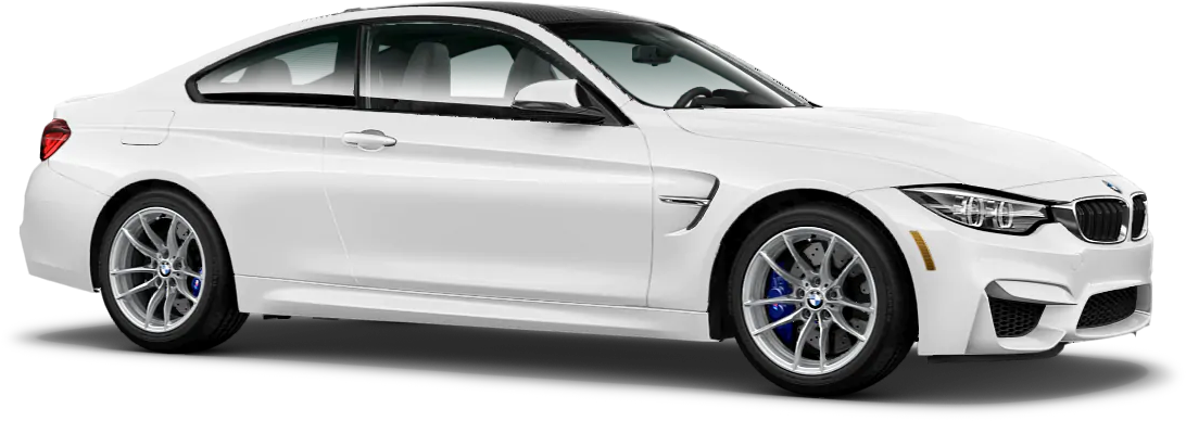 Hvit BMW 4-serie kupé sett fra siden Bakgrunner
