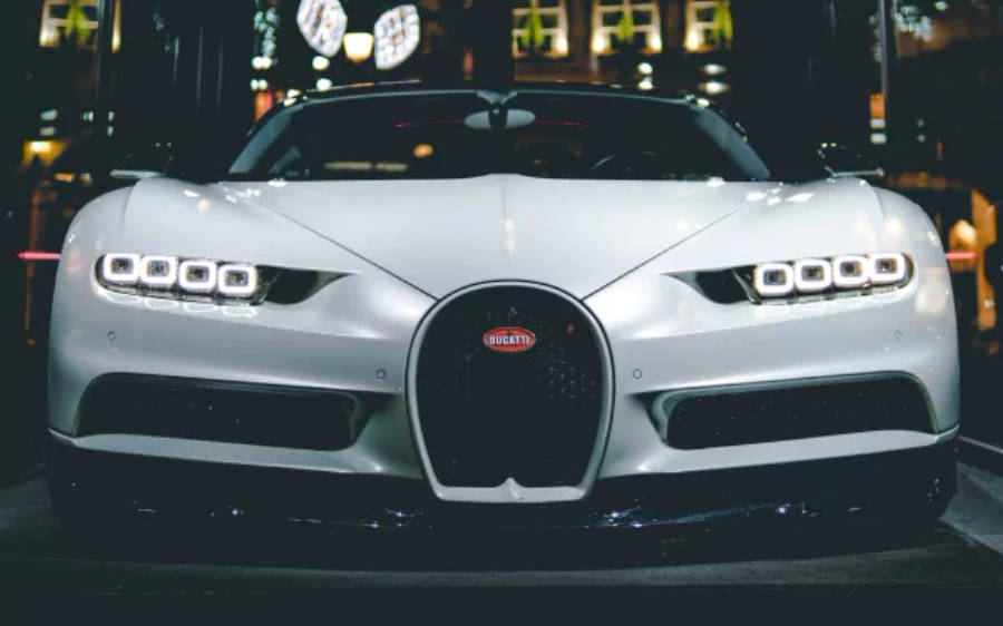 Hvit Bugatti Chiron 4K Bakgrunner