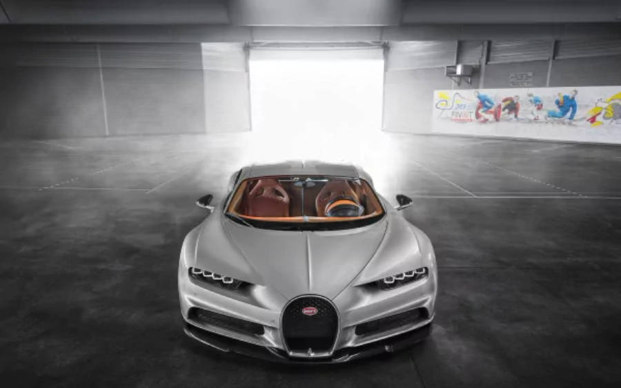 Hvit Bugatti Chiron 4K Bakgrunner