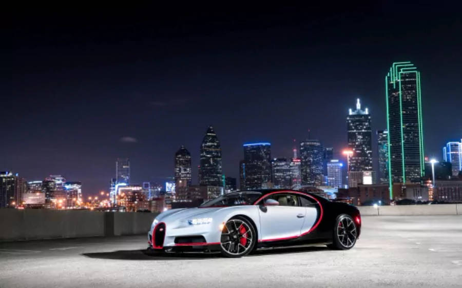 Hvit Bugatti Chiron 4K Bakgrunner