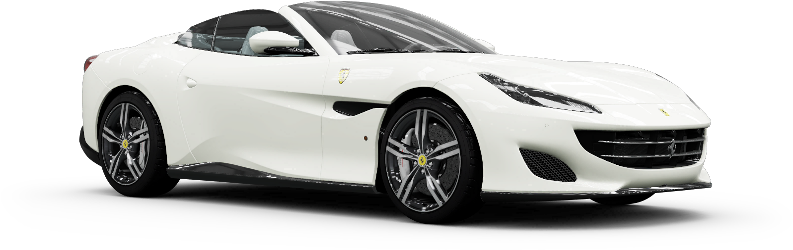 Hvit Ferrari Cabriolet sett fra siden Bakgrunner