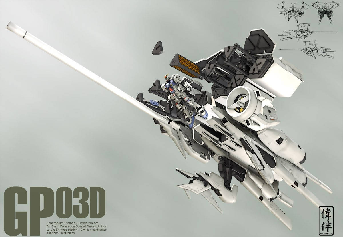 Hvit Mobile Suit Gundam GP03D Bakgrunner