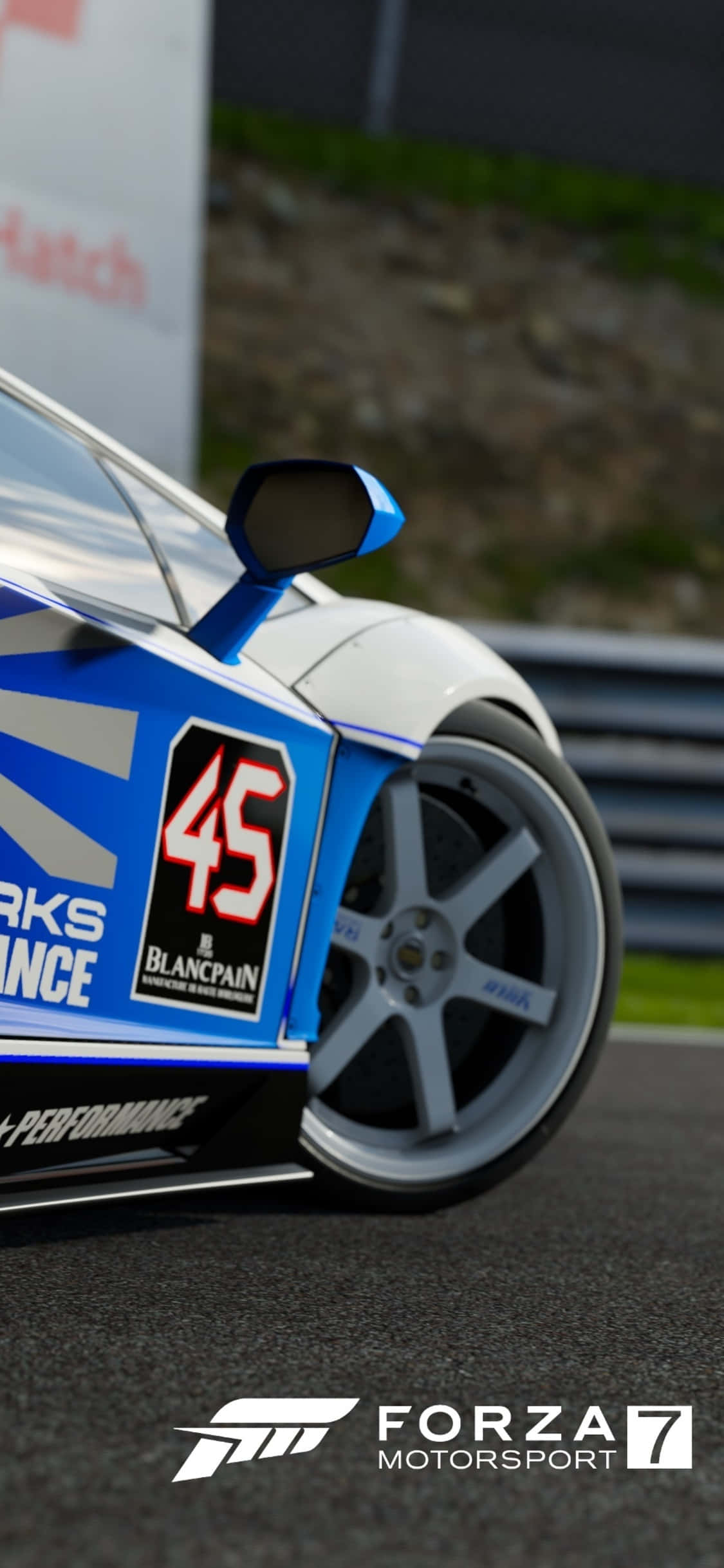 Hvit og blå bil iPhone X Forza Motorsport 7 Bakgrunn Bakgrunner