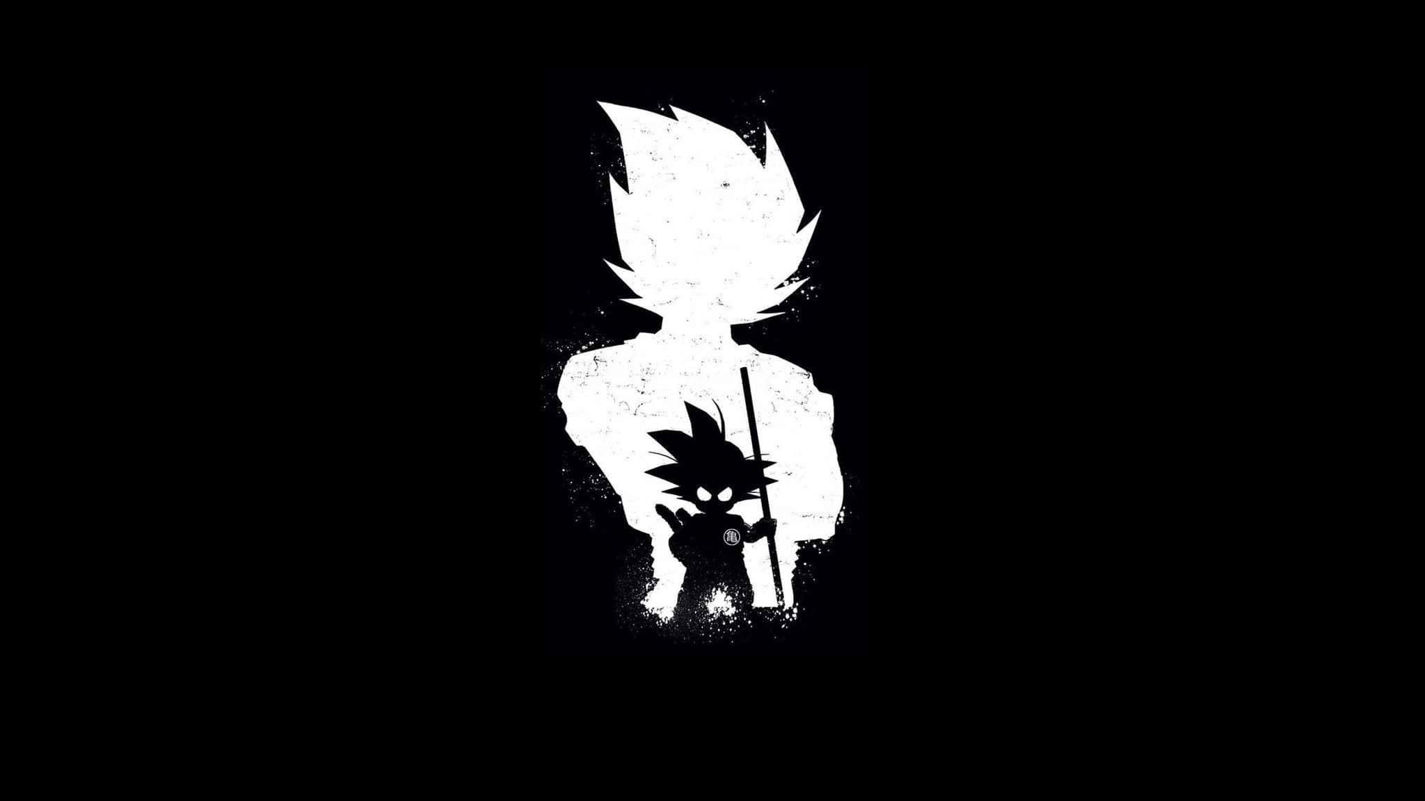 Hvit og svart anime-profilbilde av Goku Bakgrunner