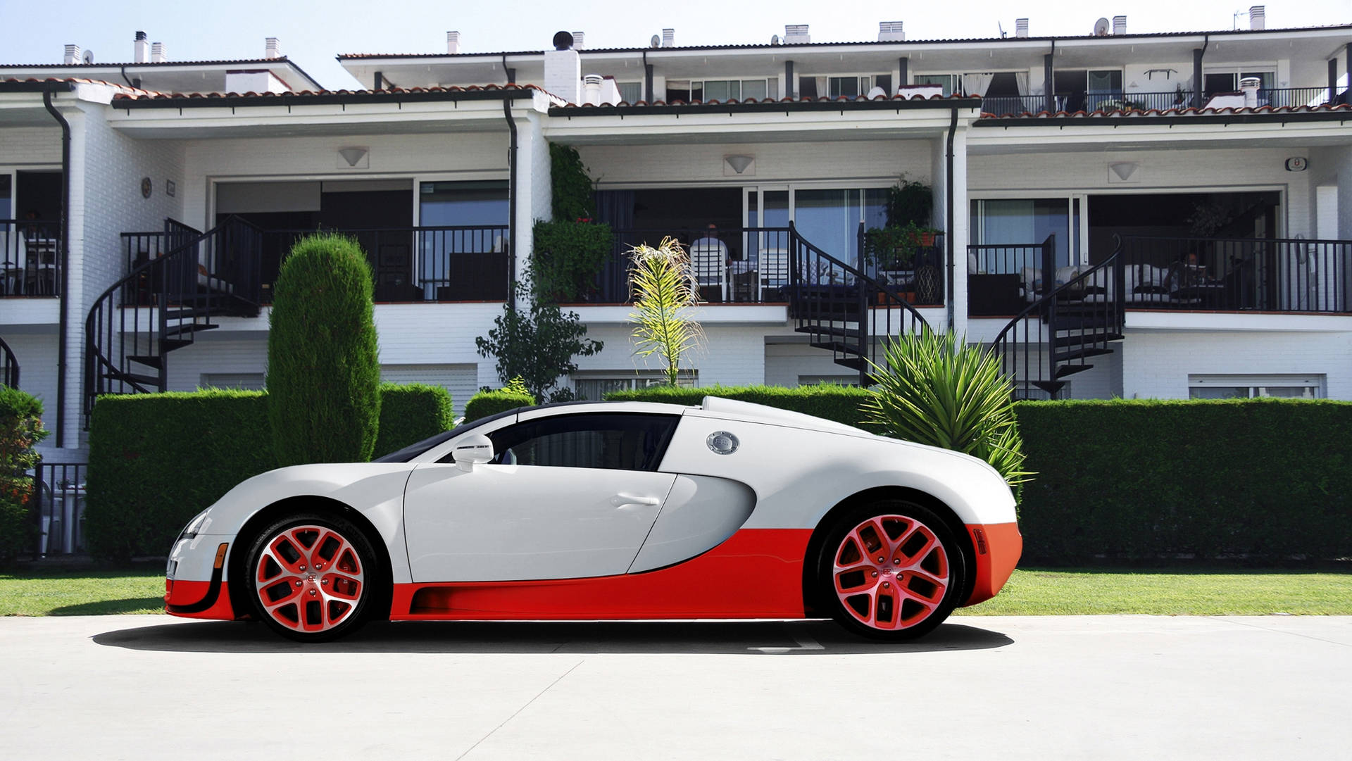 Hvit Oransje Bugatti Veyron bakgrunnsbilde