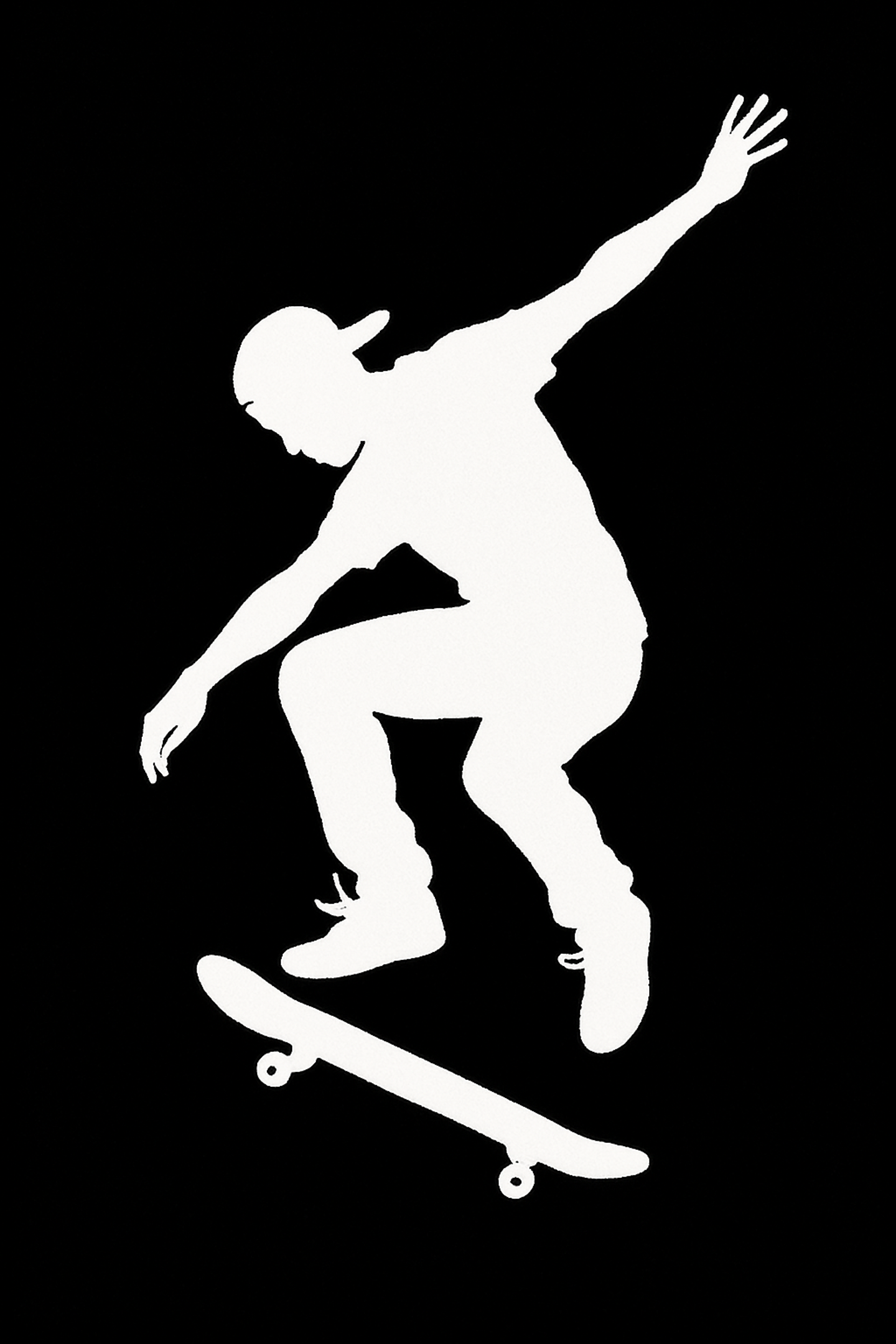 Hvit silhuett av en skateboarder som gjør triks Bakgrunner
