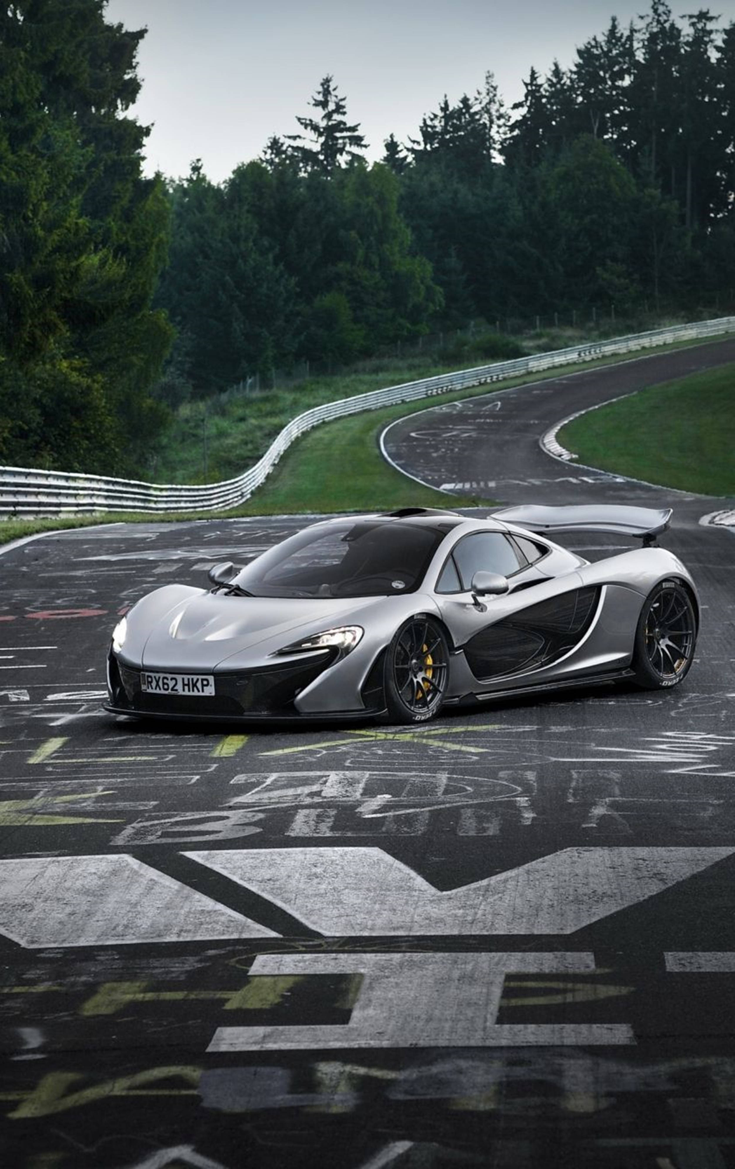 Hvit Sportsbil Drifting Bane McLaren iPhone Bakgrunner