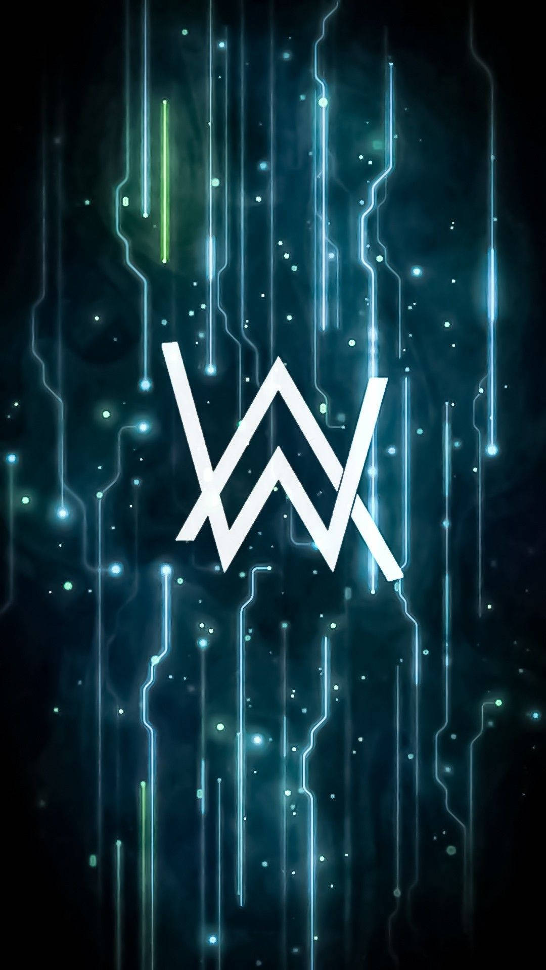 Hvitt Alan Walker-logo med abstrakt bakgrunn Bakgrunner