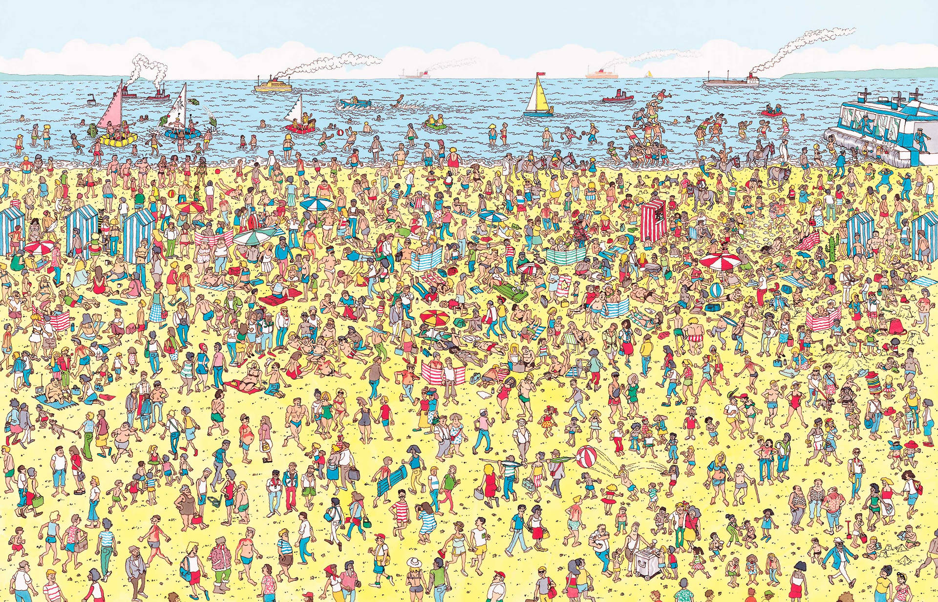 Hvor er Waldo? Strandmengde