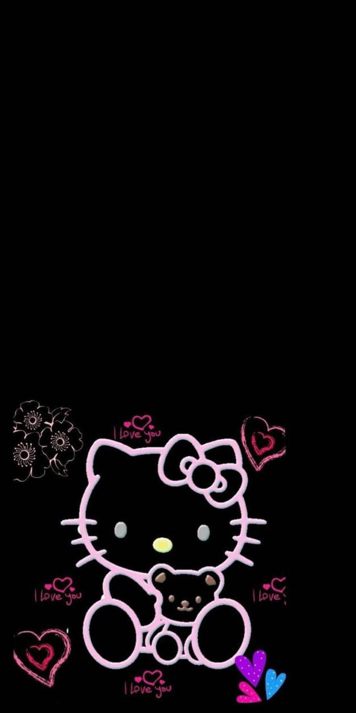 I Love You Svart Hello Kitty Bakgrunner