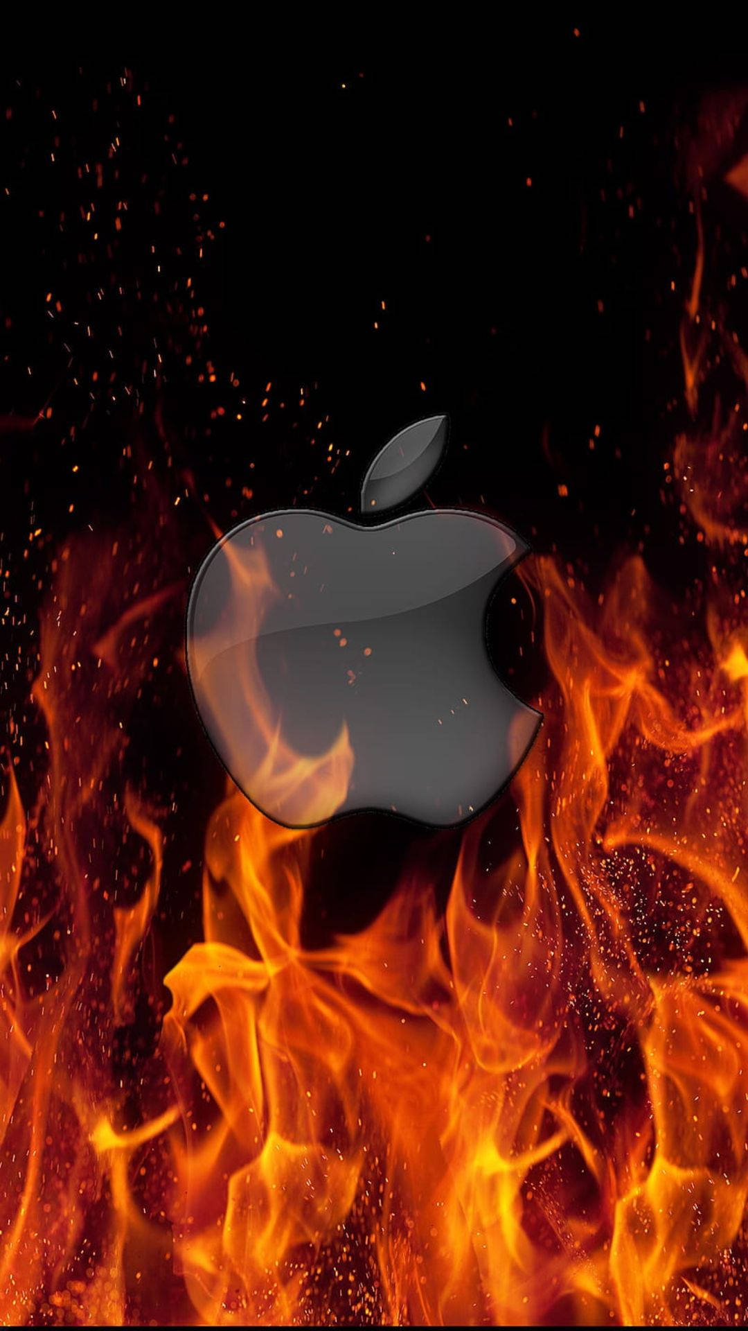 Ildrød Apple Logo iPhone Bakgrunner