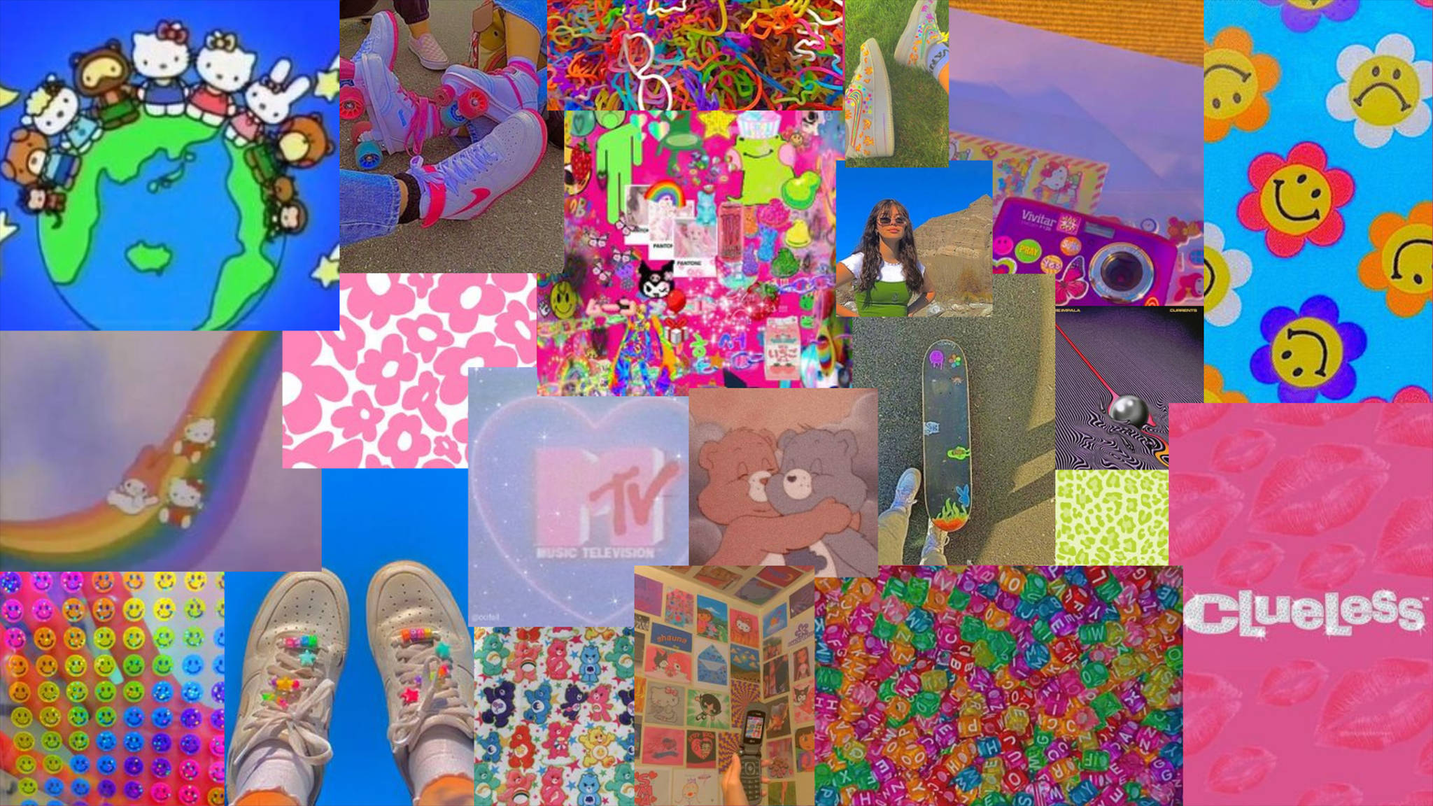 Indie-estetisk collage med barn Bakgrunner