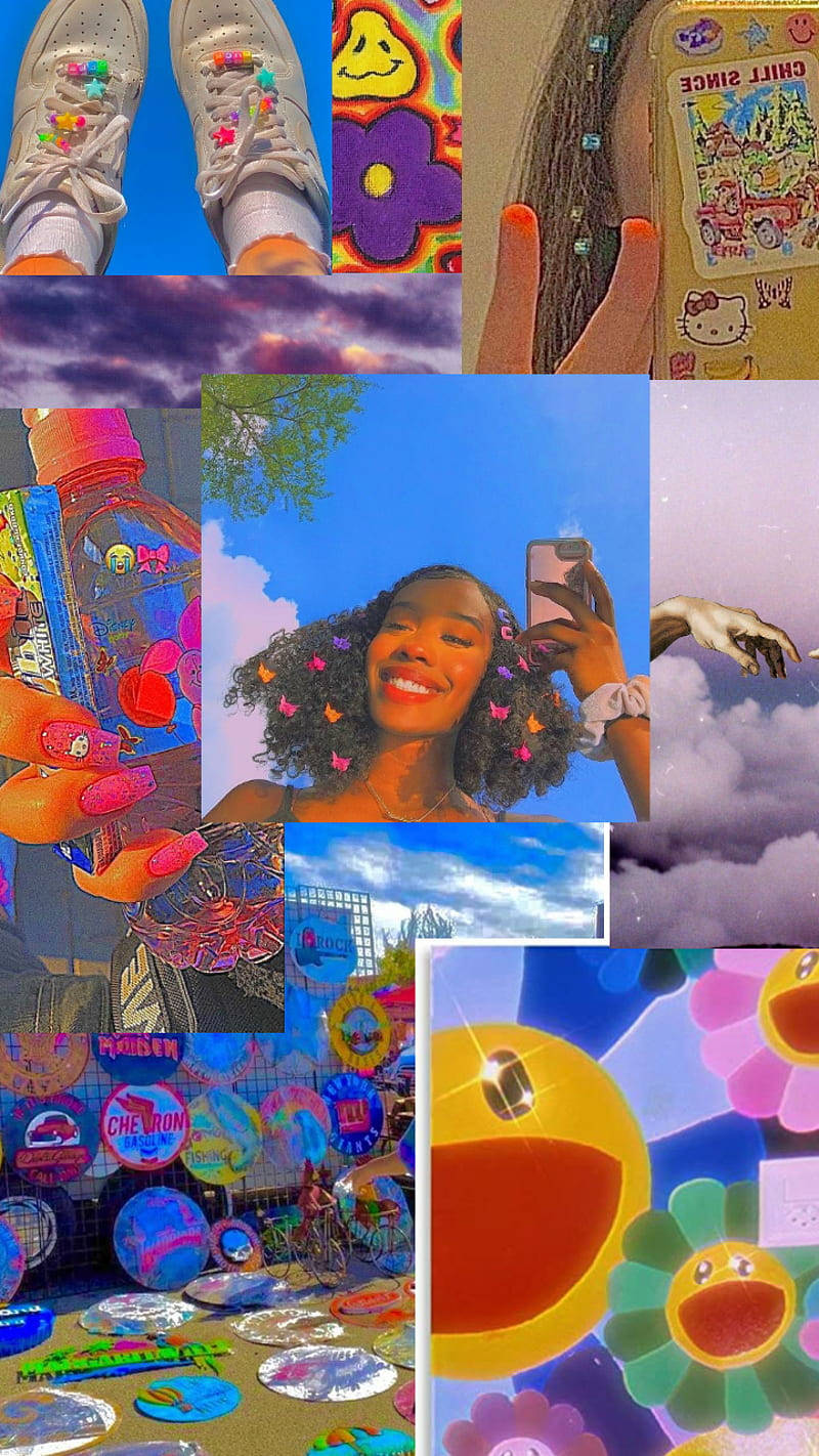 Indie Kid Estetisk Collage med Søte Ting Bakgrunner