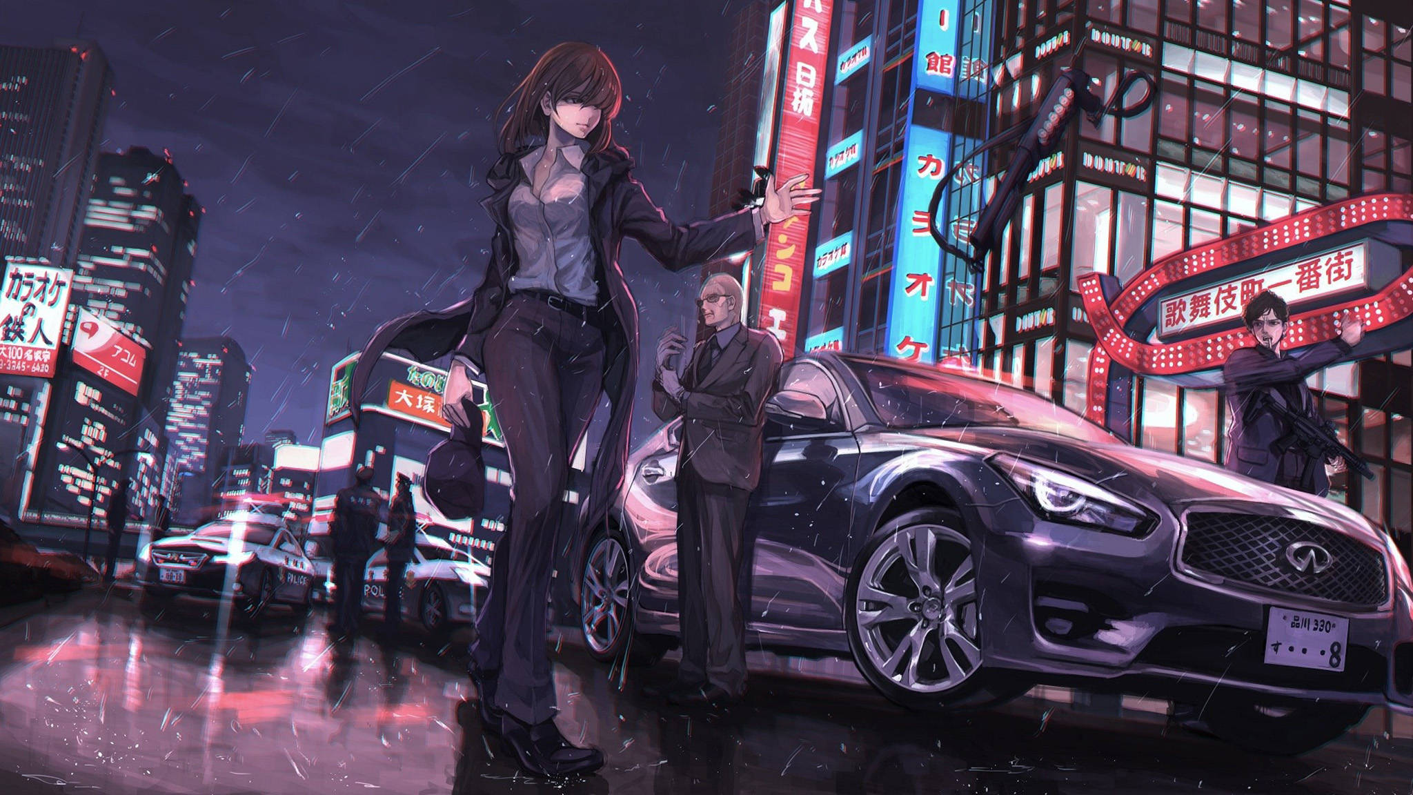 Infiniti Q50 animekunstnerisk bil i høy kvalitet Bakgrunner