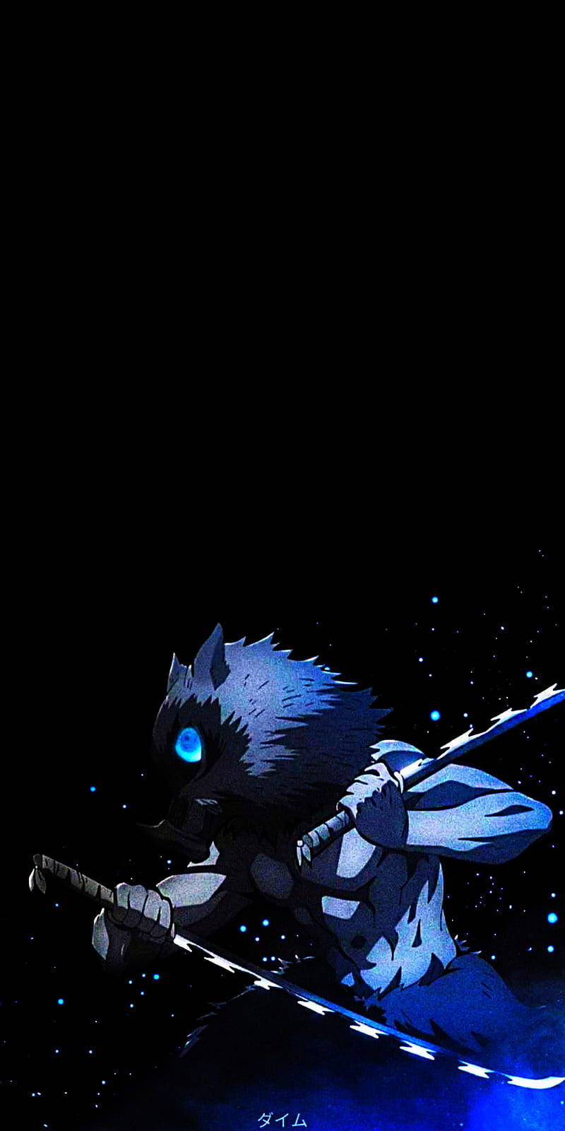 Inosuke blå øyne Demon Slayer iPhone Bakgrunner