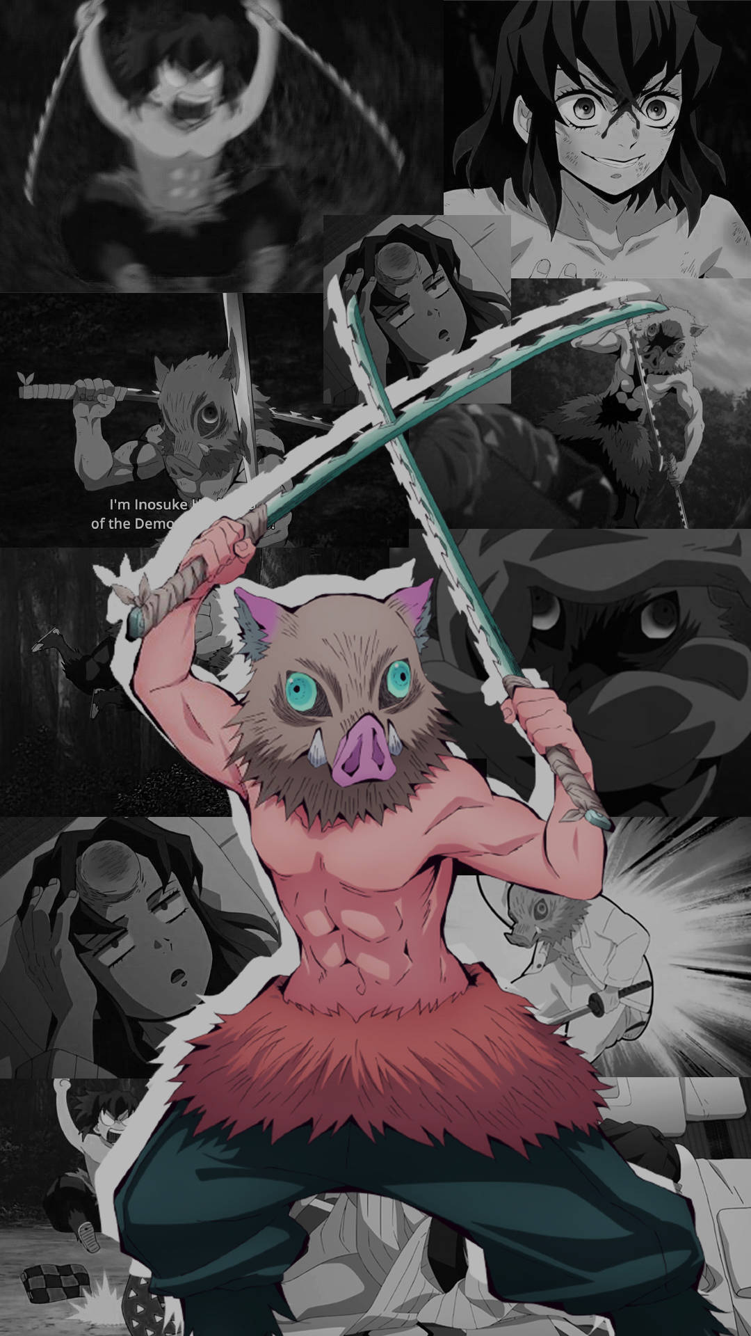 Inosuke på grisemaske Demon Slayer iPhone Bakgrunner