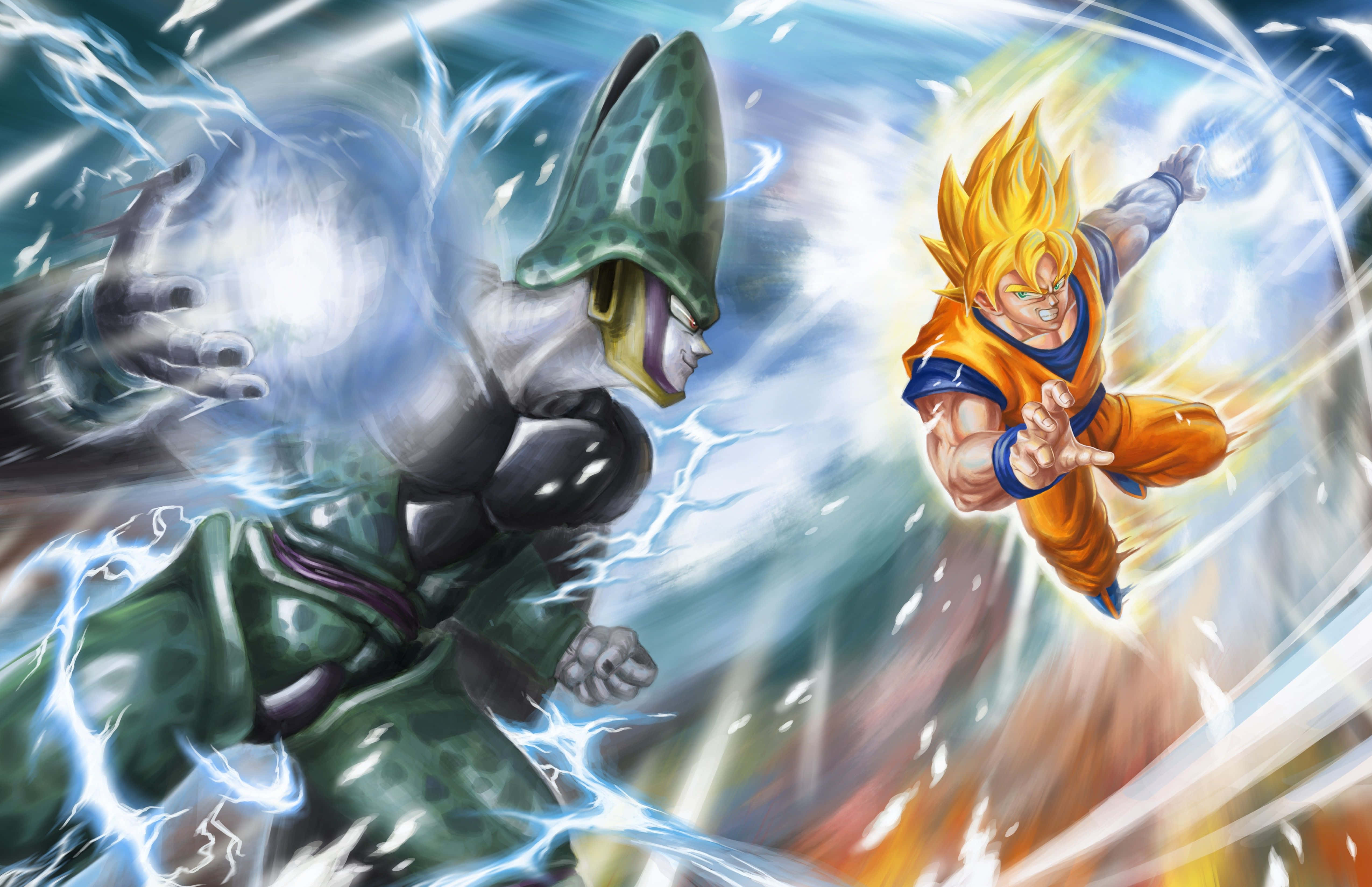 Intens kamp mellom Goku og Vegeta i Dragon Ball Z Bakgrunner