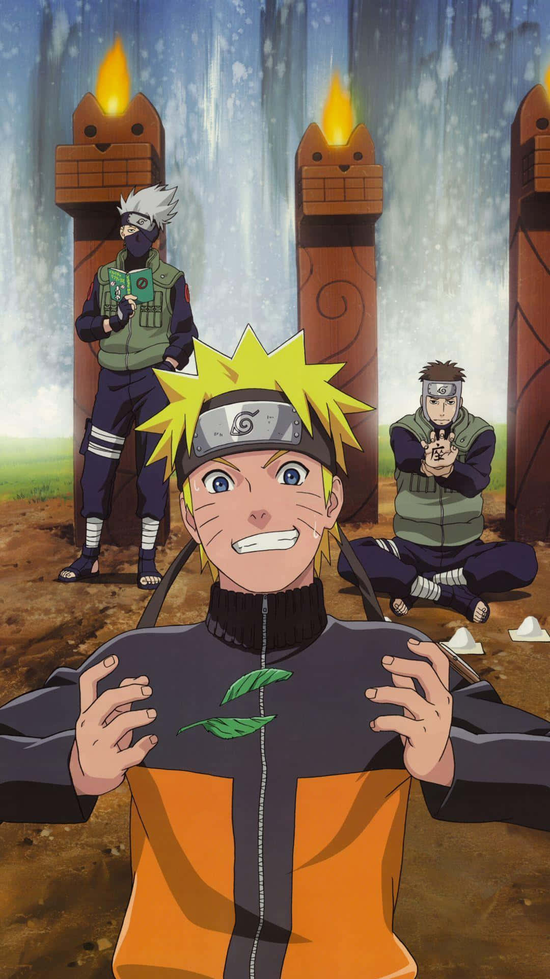 Intens Naruto Uzumaki kampstilling i glødende lys Bakgrunner