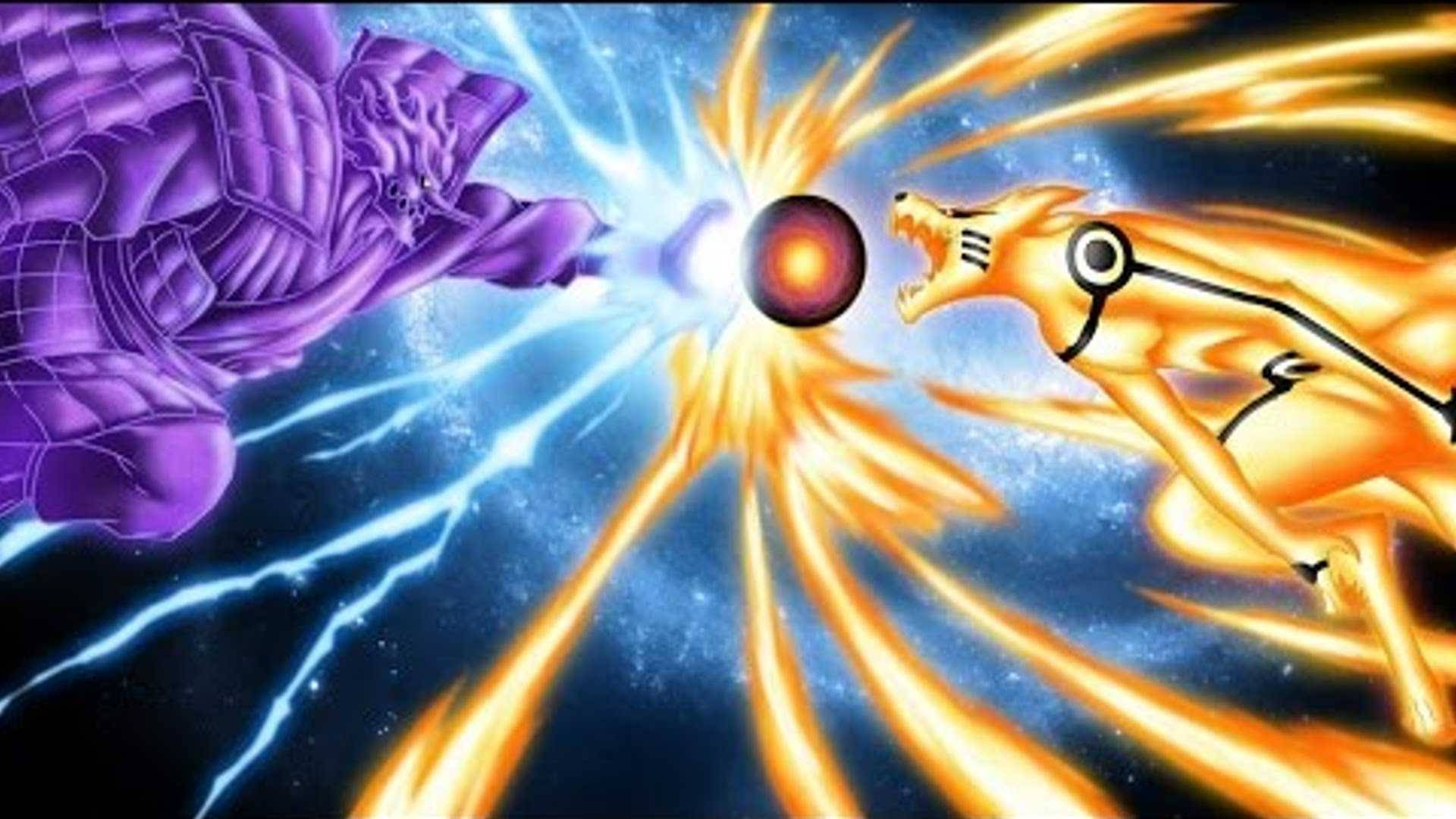 Intens oppgjør - Kurama-modus Naruto og Sasukes Susano Bakgrunner