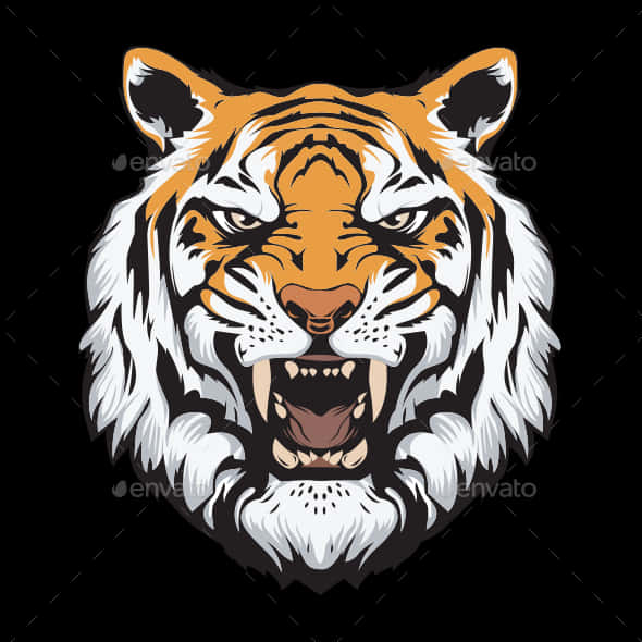 Intense Tiger Face Vector Art Bakgrunner