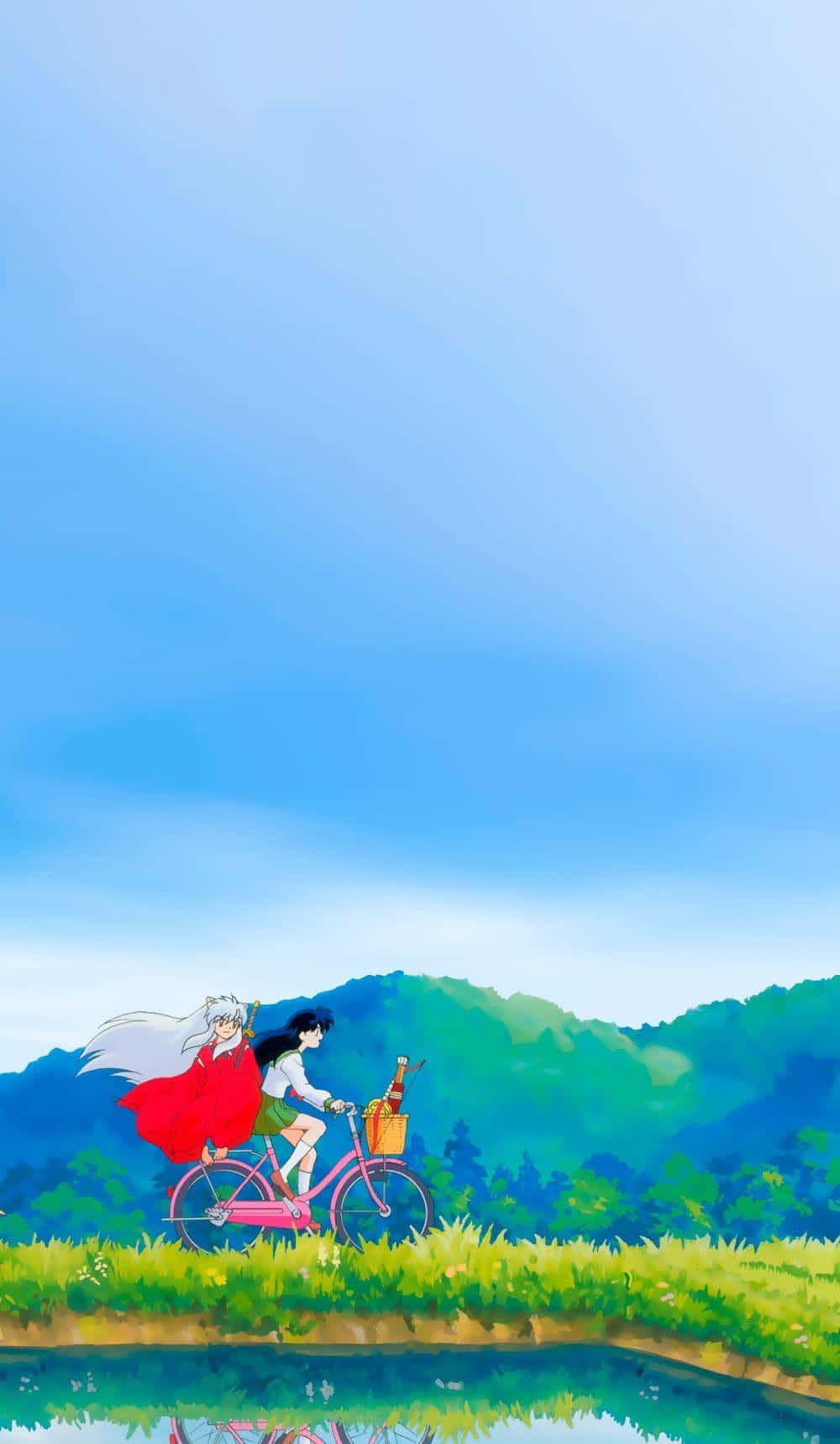 Inuyasha og Kagome sykler Telefon Bakgrunner