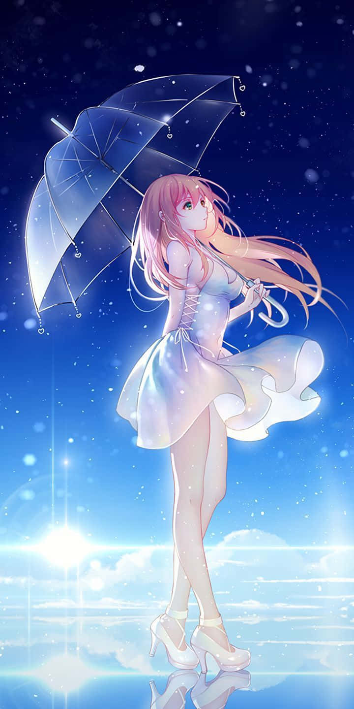 iPhone 12 Anime Jente Gjennomsiktig Paraply Bakgrunner