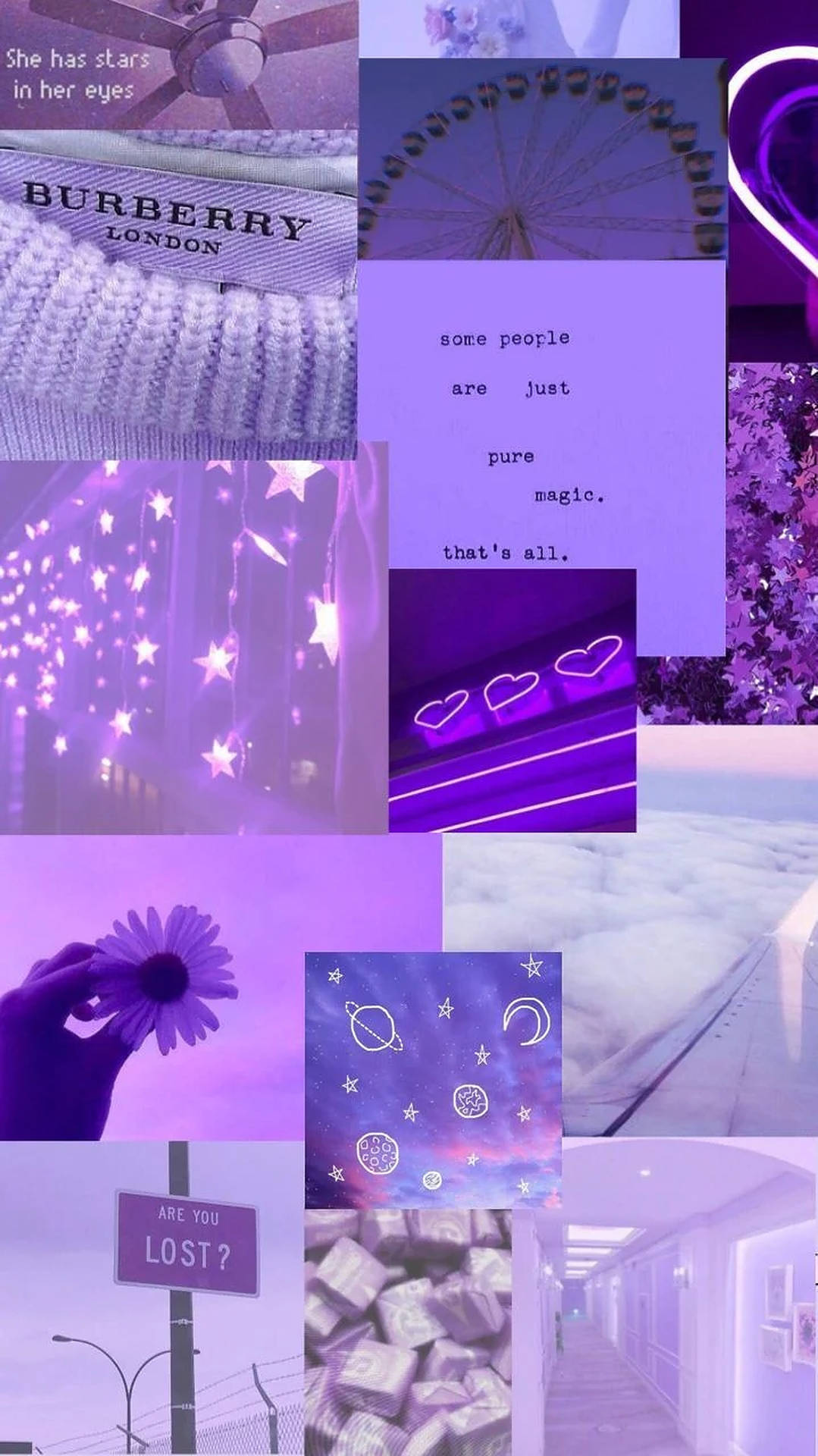 Iphone aesthetic lilla collage bakgrunnsbilde
