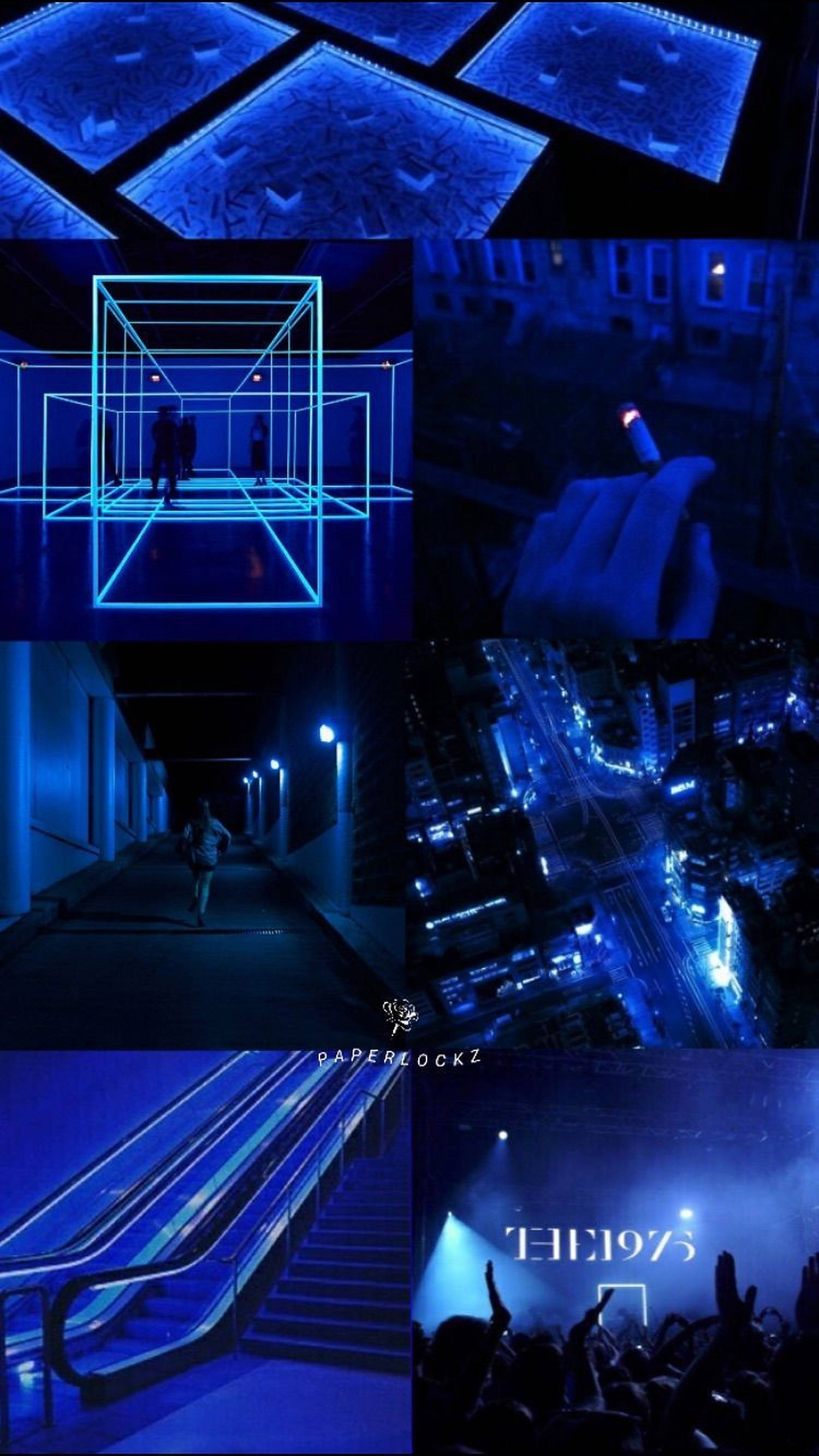 iPhone Neon Blå Estetisk Collage Bakgrunner