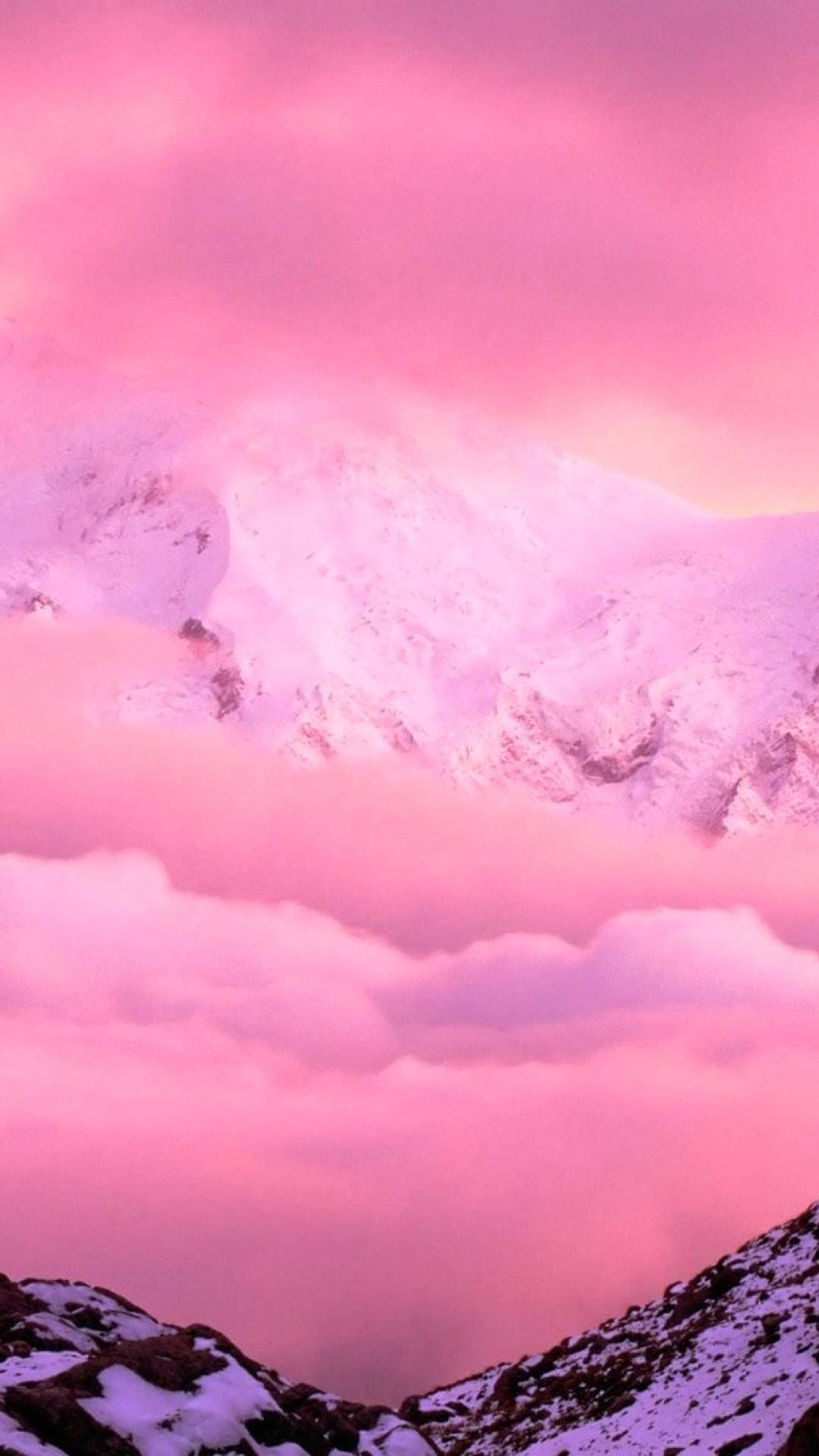 iPhone Rosa Estetisk Snøfjell Bakgrunner