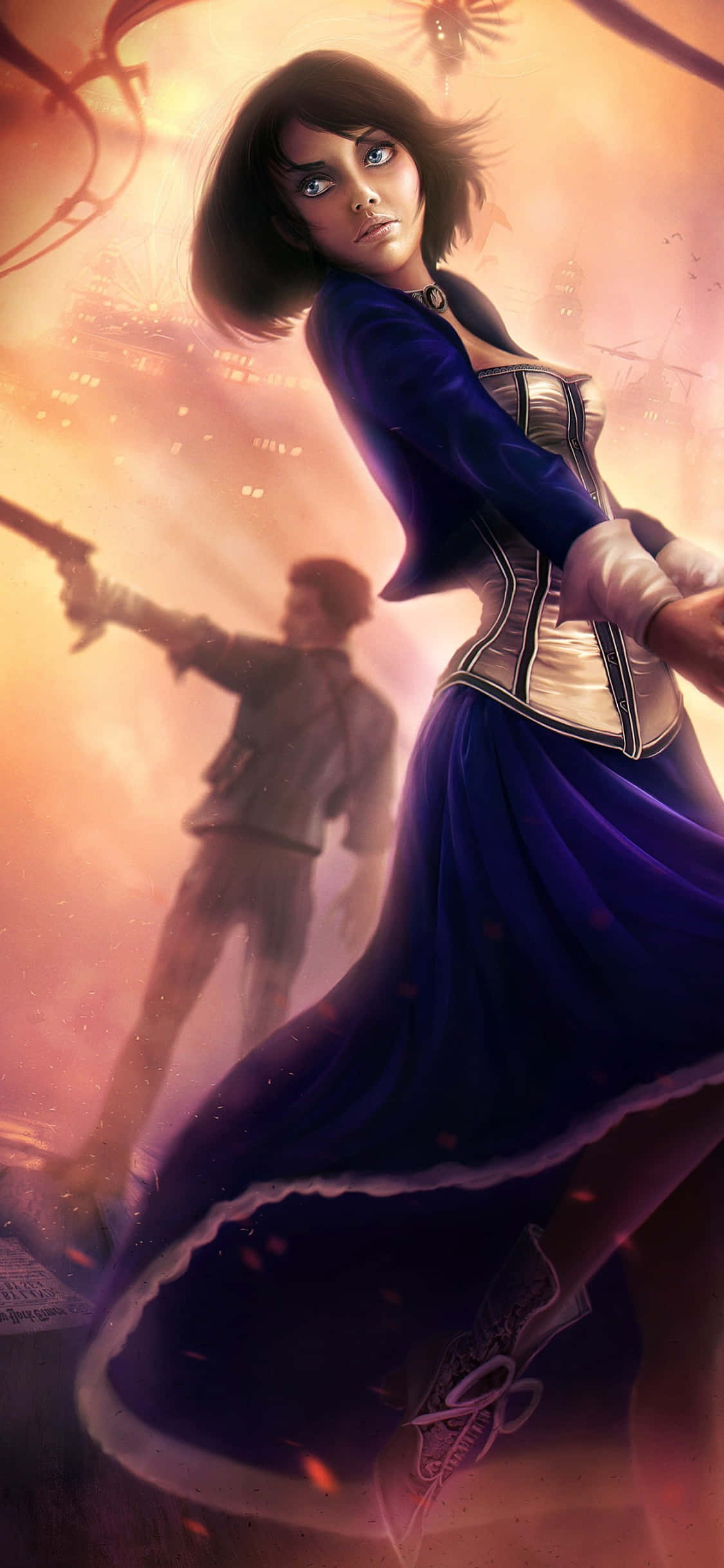 iPhone X Bioshock Infinite Bakgrunn Fanart Maleri Booker Og Elizabeth Bakgrunner