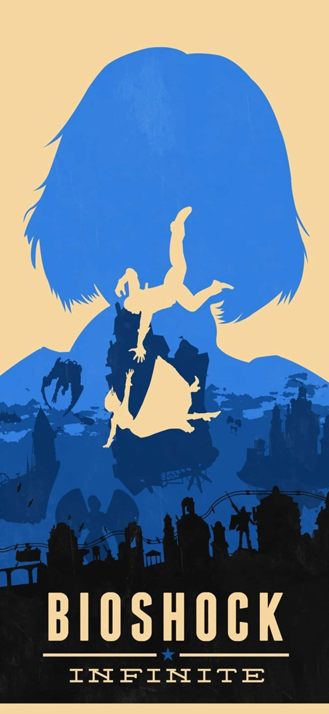 iPhone X Bioshock Infinite Bakgrunnsplakat Booker som fanger Elizabeth Bakgrunner